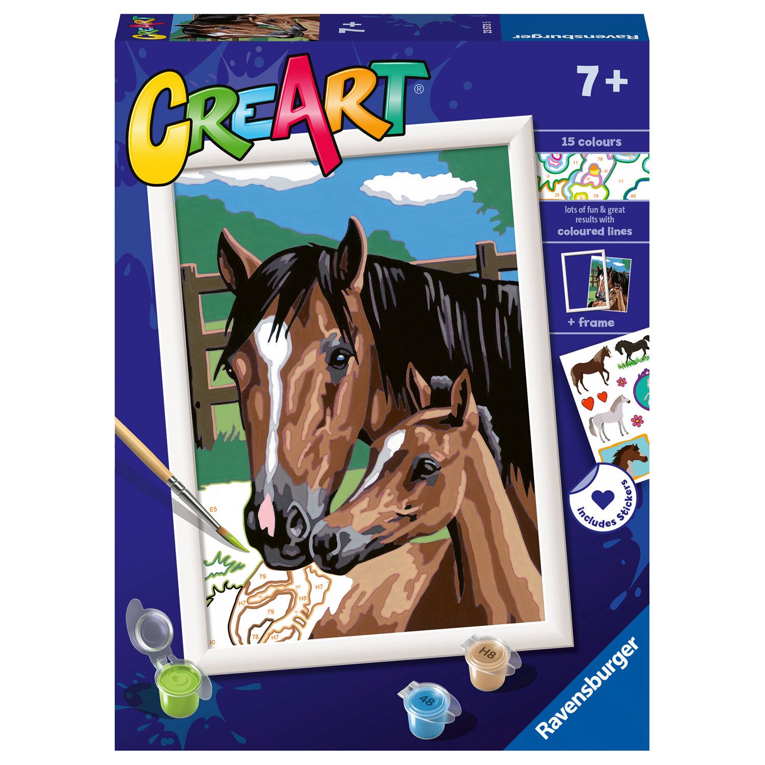 Creart Cavalli al pascolo, Serie D, Kit per dipingere con i numeri - Creart