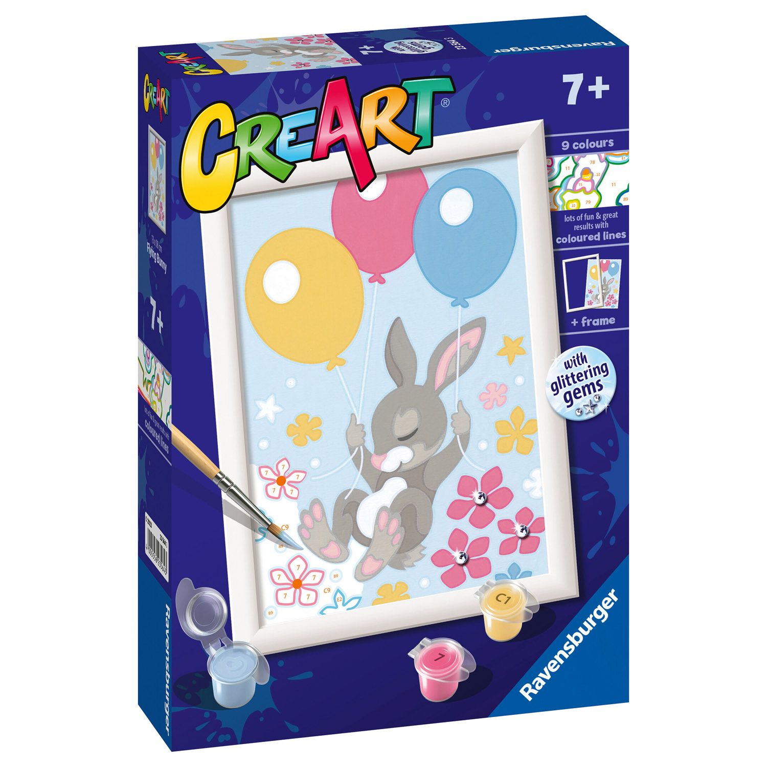 Creart Coniglietto con Palloncini, Serie D, Kit per dipingere con i numeri - Creart