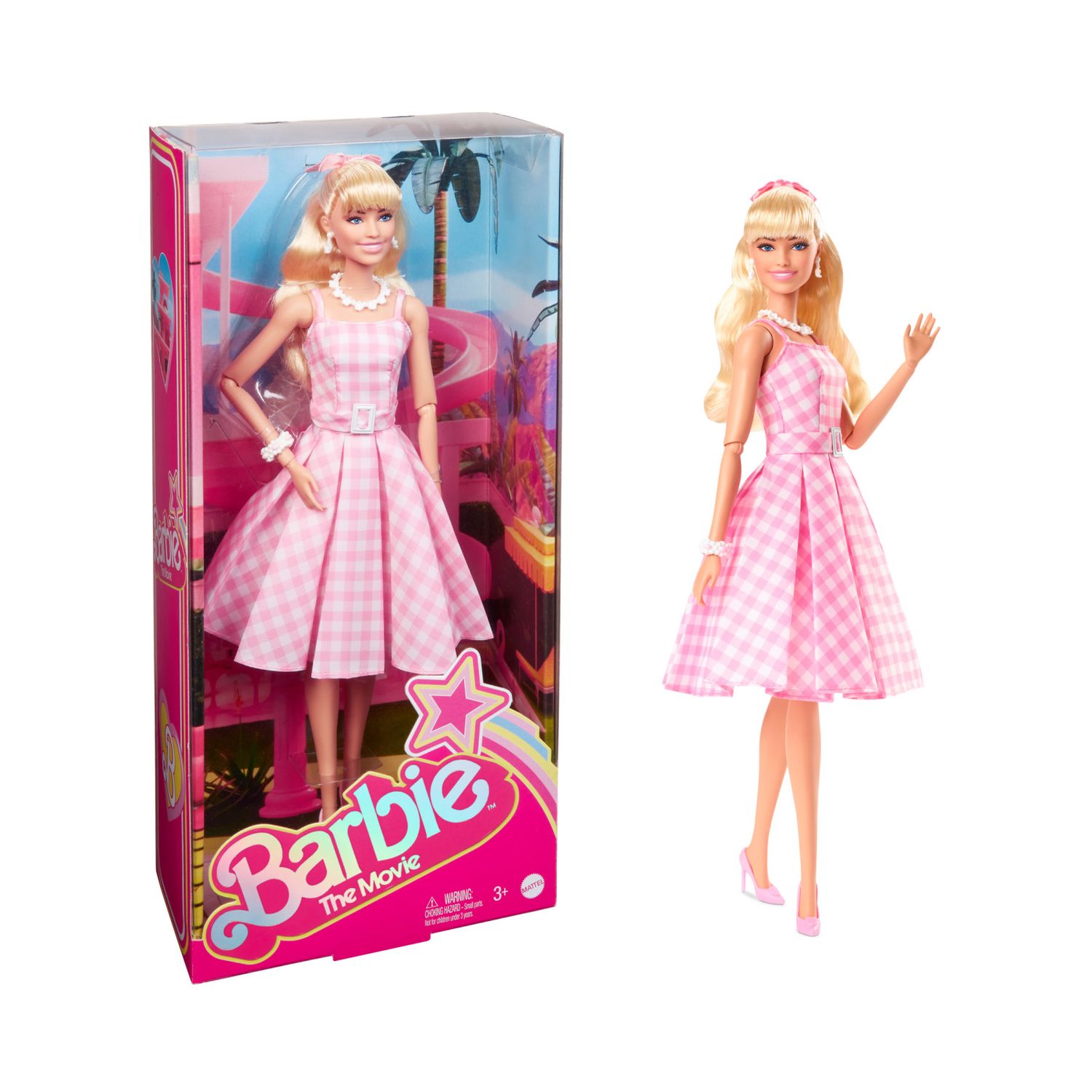 Barbie Margot Robbie da collezione con abito vintage dal film Barbie, da collezione - Barbie