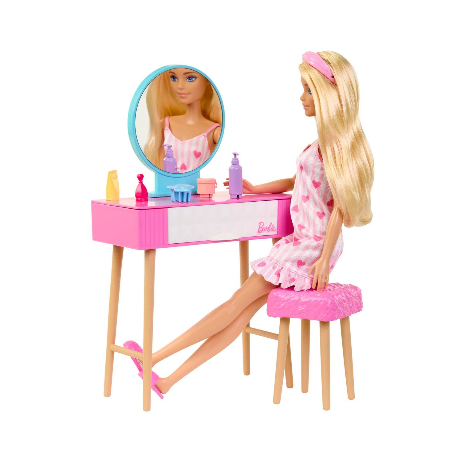 Set camera da letto di Barbie con pigiama, arredamento e accessori a tema - Barbie