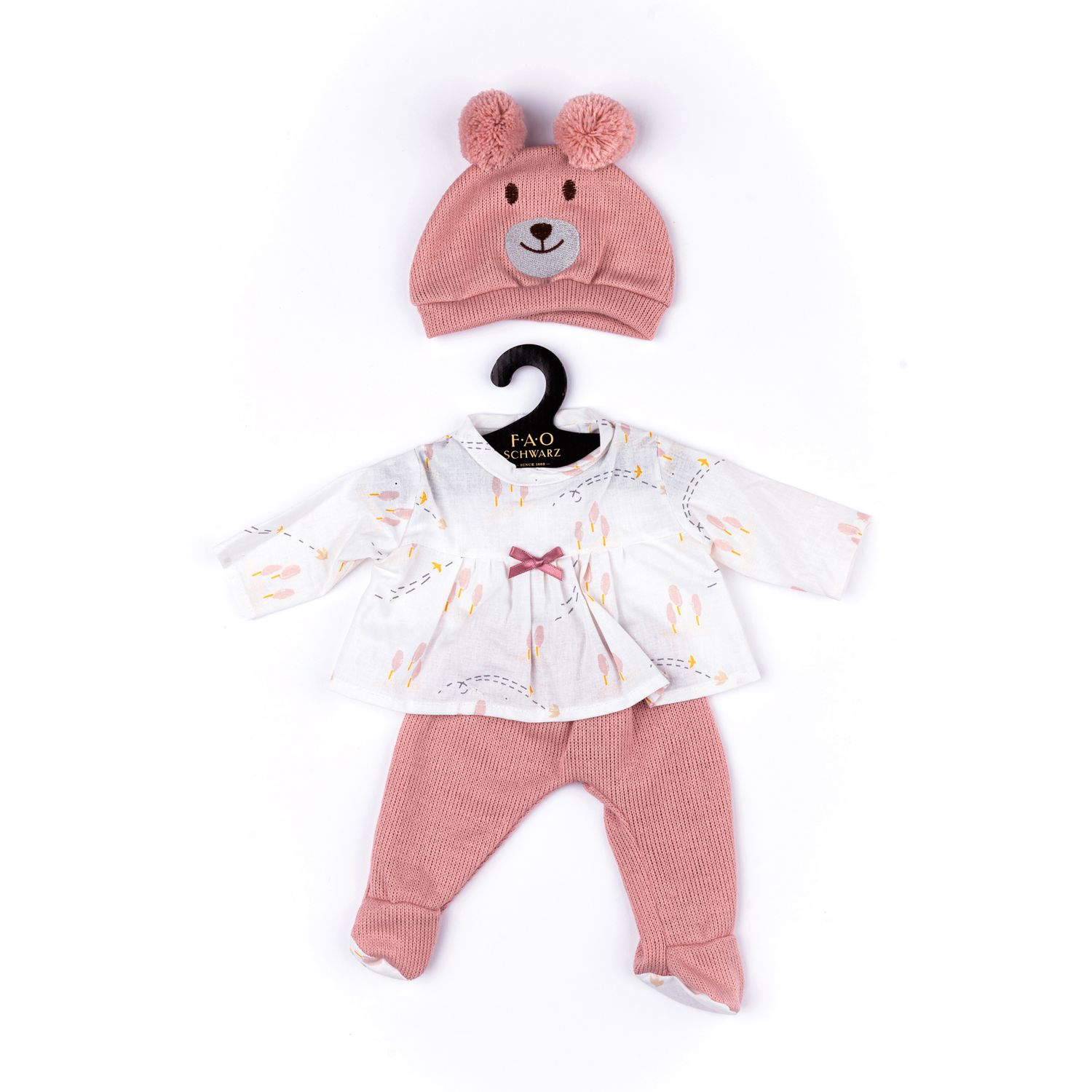 Completo rosa orsetto con camicetta, pantalone e cappellino per My FAO Doll 40 cm - FAO Schwarz