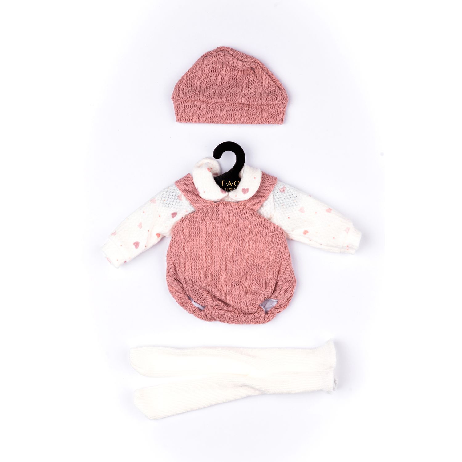 Salopette in tricot rosa antico per My FAO Doll 40 cm - FAO Schwarz