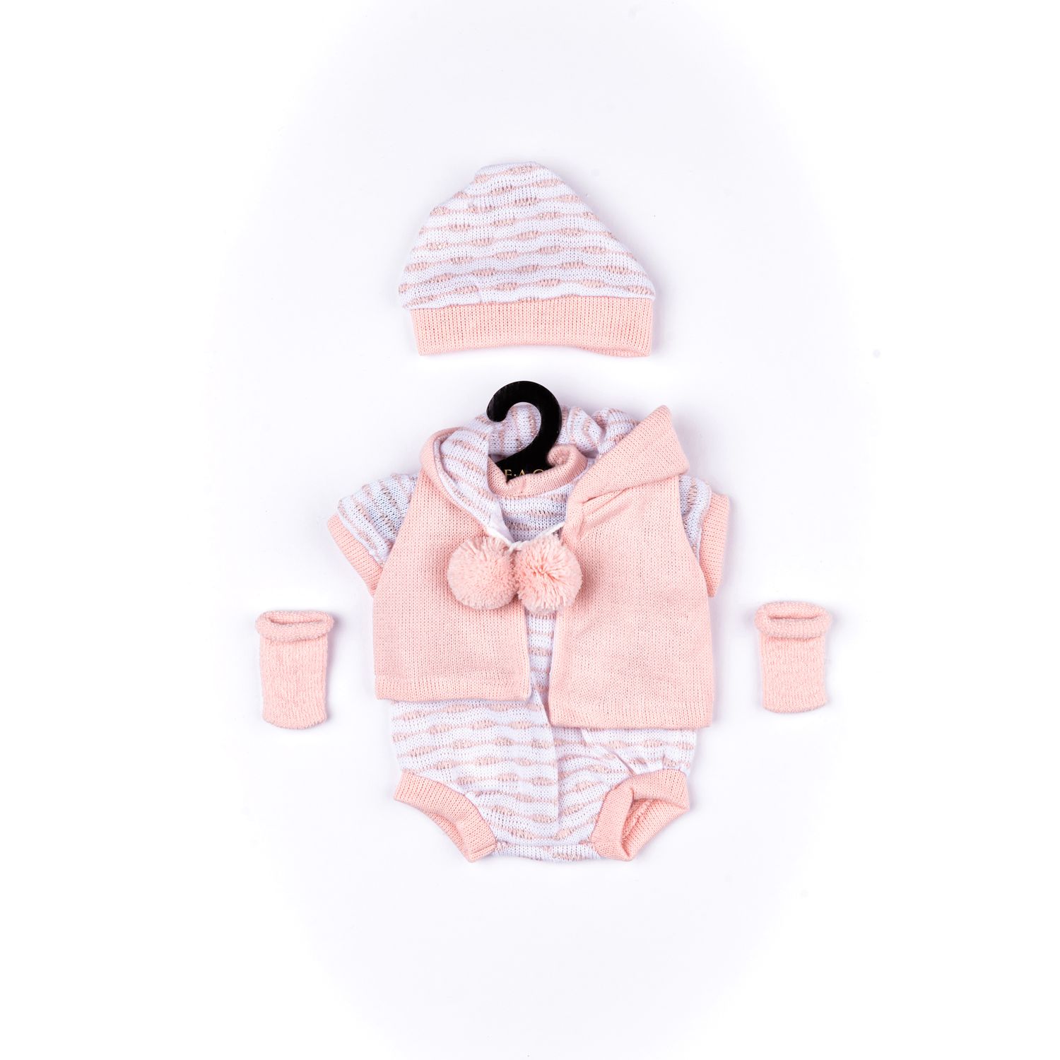 Completo in tricot rosa con pagliaccetto, giacchino cappellino e calzini per My FAO Doll 40 cm - FAO Schwarz