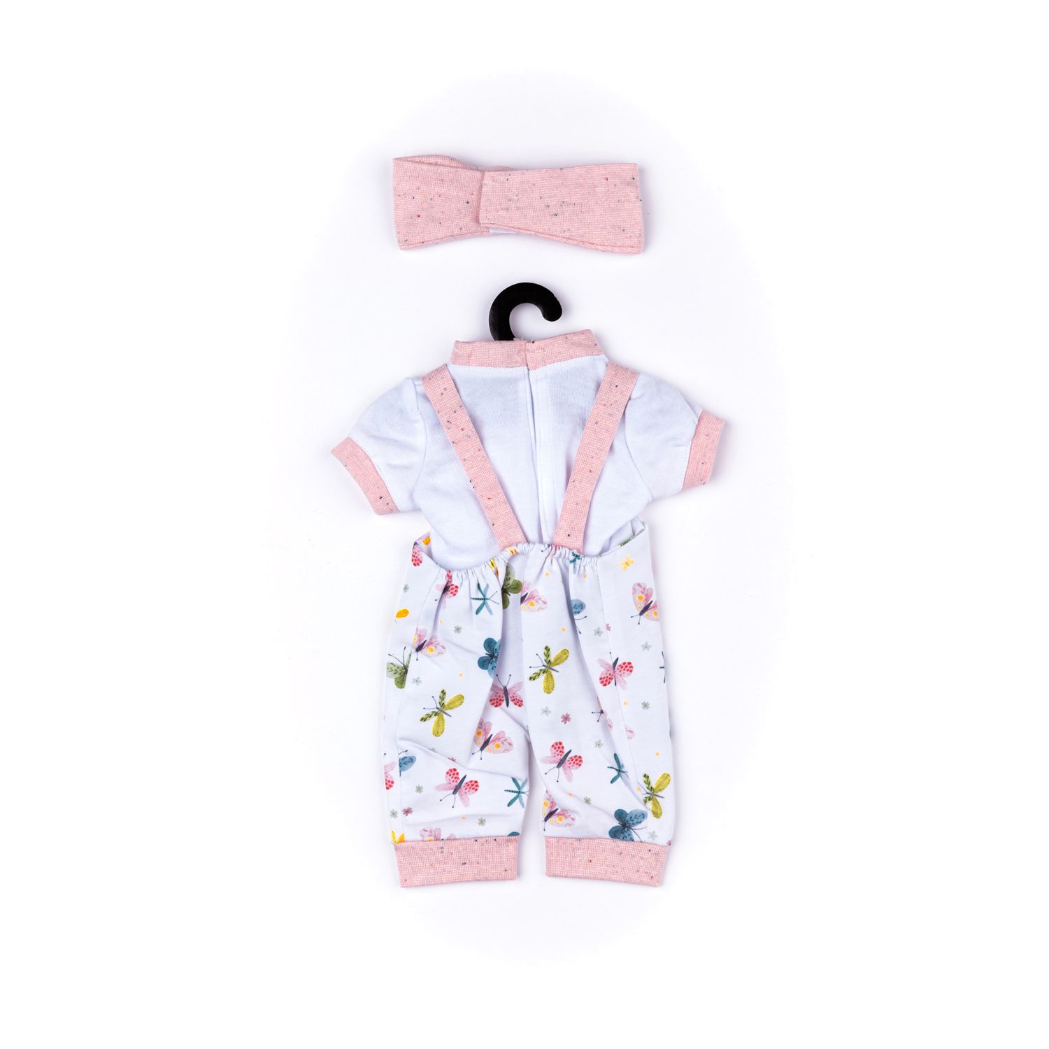 Salopette in cotone a fantasia con farfalle stampate, maglietta e fascia per My FAO Doll 40 cm - FAO Schwarz