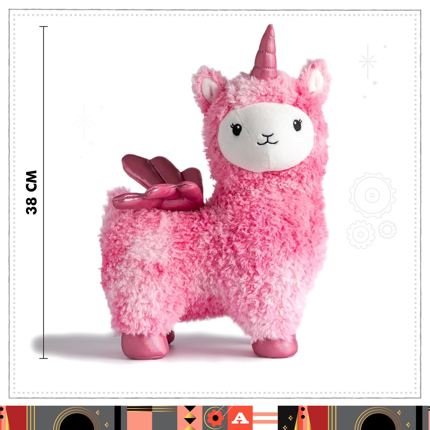 Peluche Llamacorn Rosa con Luci e Suoni, 38 cm - FAO Schwarz
