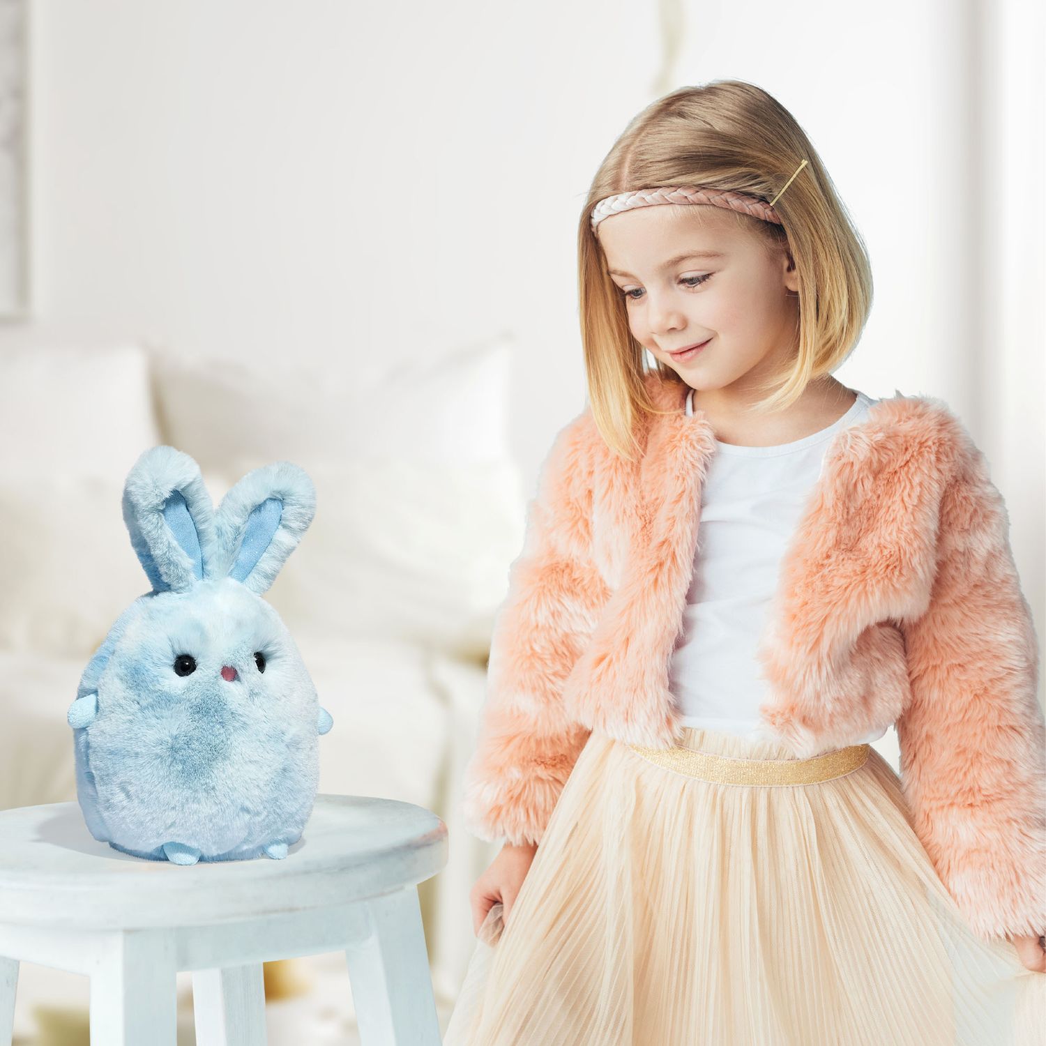 Coniglietto di Peluche Chibi Azzurro, 25 cm - FAO Schwarz