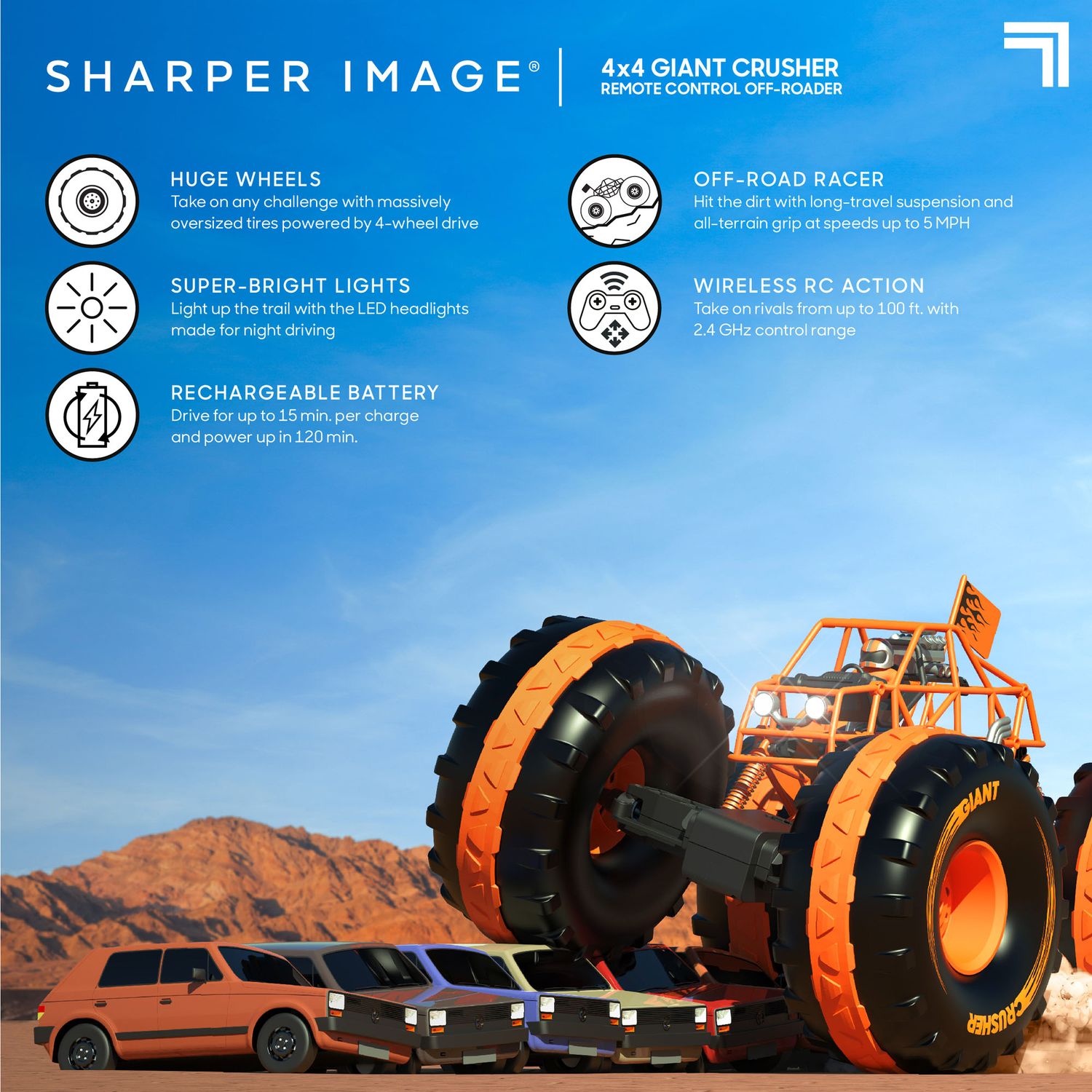 Fuoristrada 4x4 Giant Crusher Telecomandato Sharper Image - Sharper Image