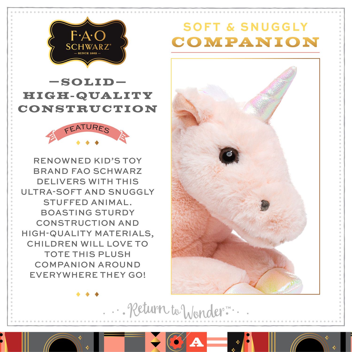 Pegaso di Peluche Cuddly con Pelliccia Ultra Morbida, 38 cm - FAO Schwarz