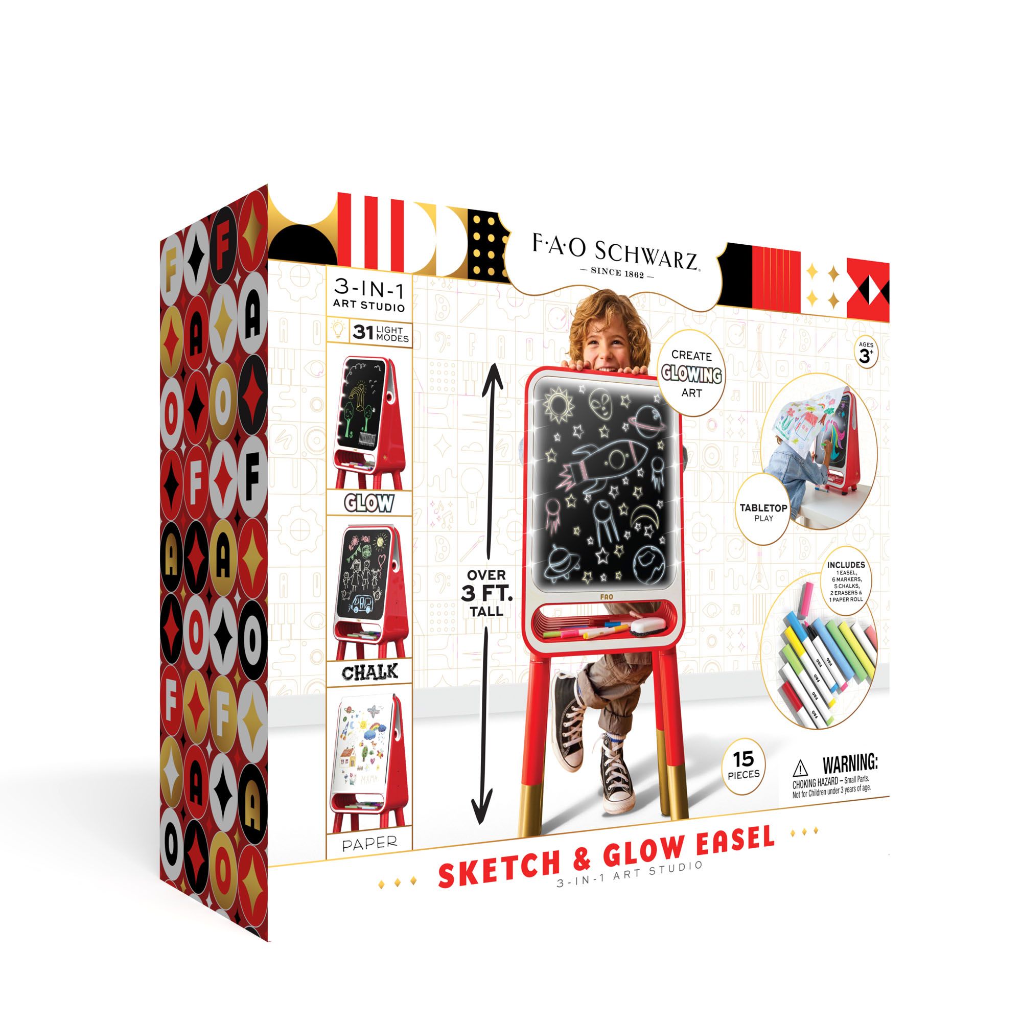 Lavagnetta con cavalletto Sketch & Glow 3-In-1 Art Studio - FAO Schwarz