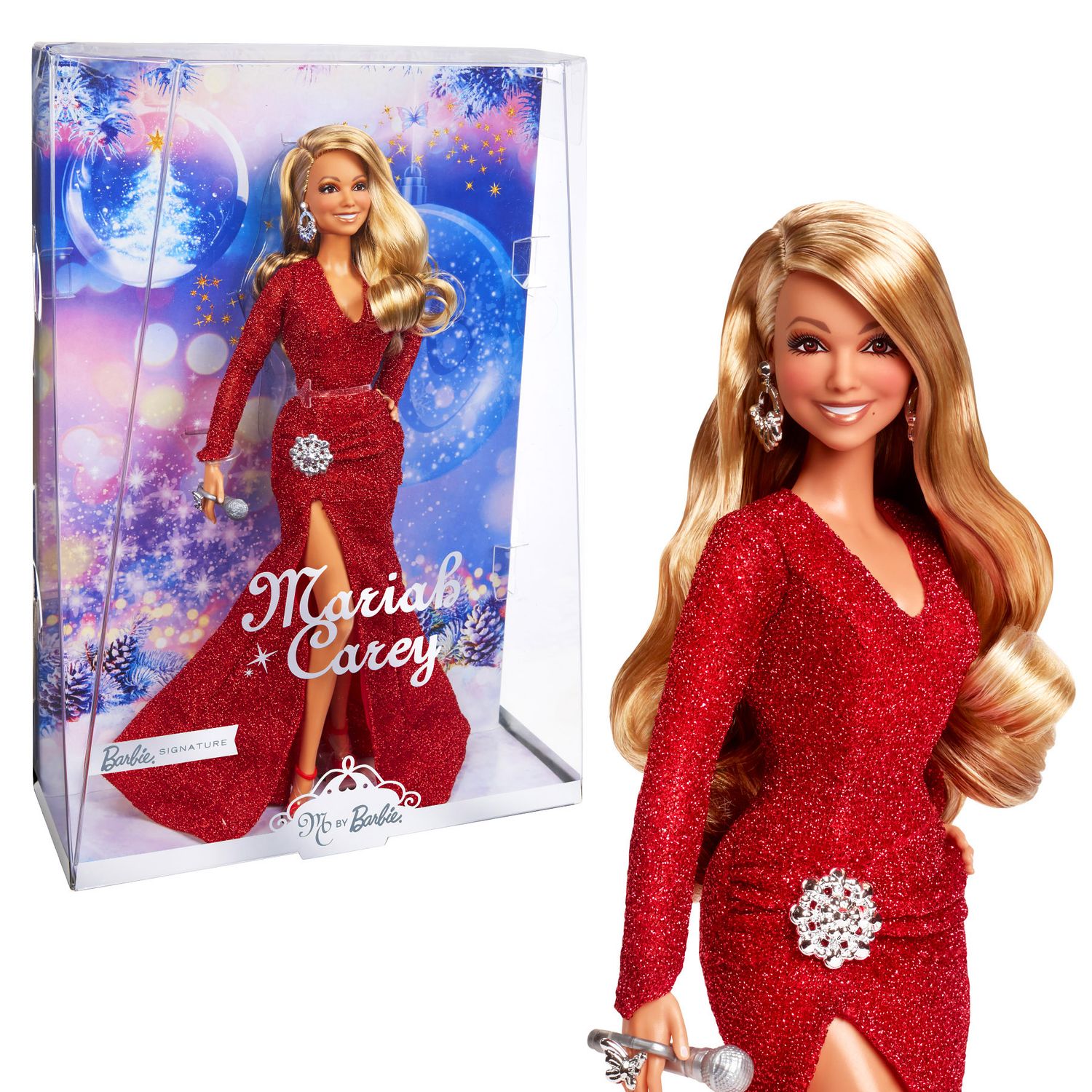 Barbie Signature Mariah Carey Natale 2023, con abito rosso e accessori argentati, da collezione - Barbie