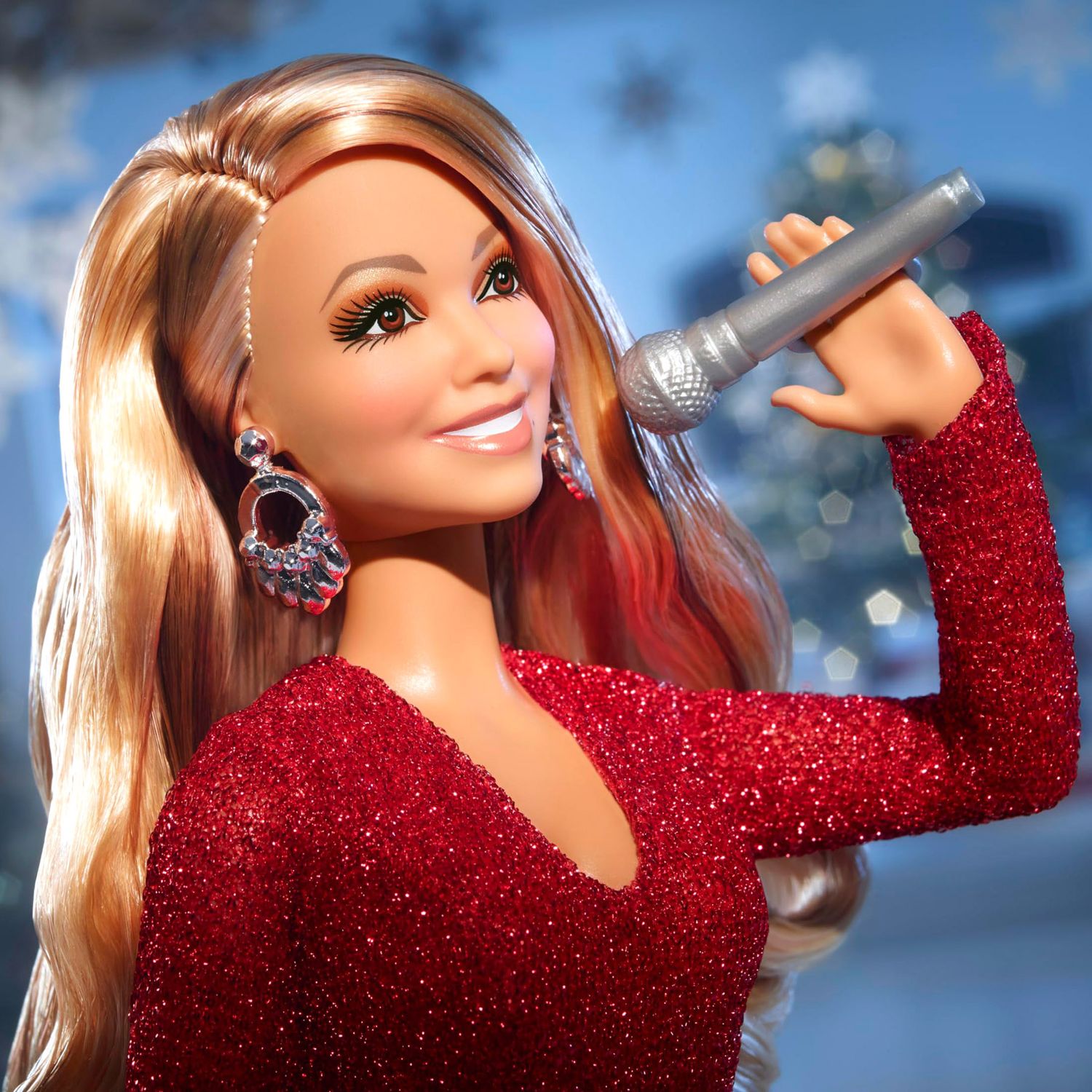 Barbie Signature Mariah Carey Natale 2023, con abito rosso e accessori argentati, da collezione - Barbie