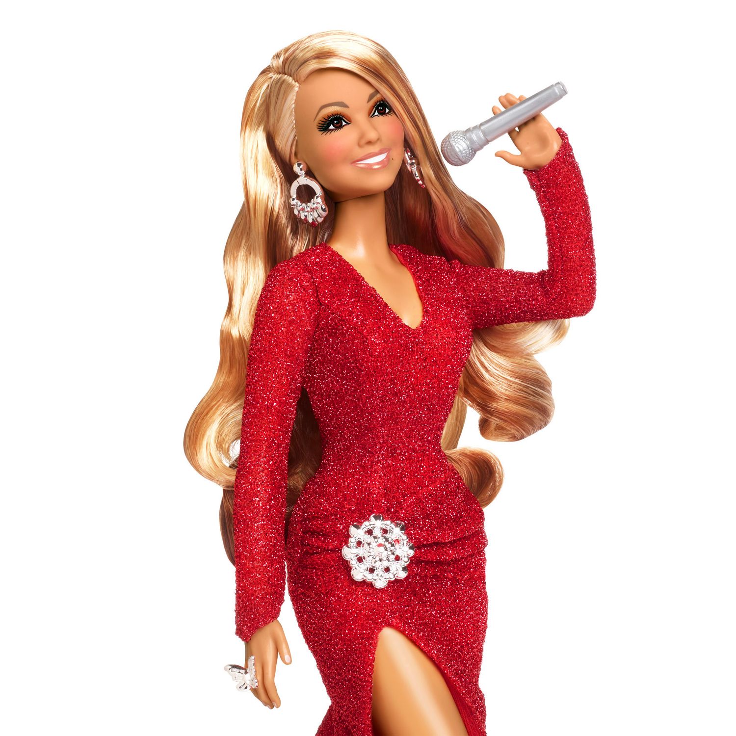 Barbie Signature Mariah Carey Natale 2023, con abito rosso e accessori argentati, da collezione - Barbie