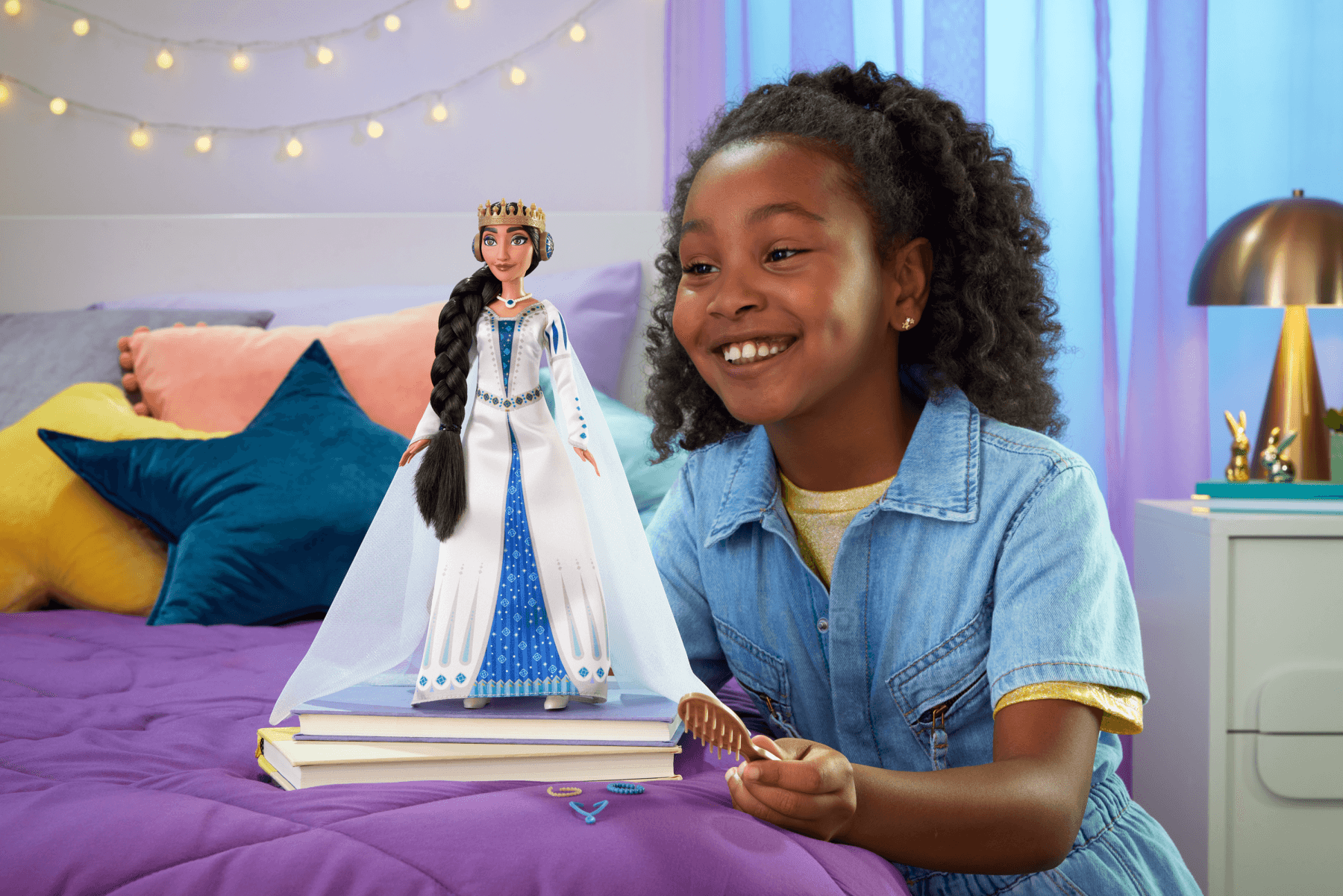 Disney Wish - Regina Amaya Di Rosas, Bambola Snodata con Abito Regale - Disney