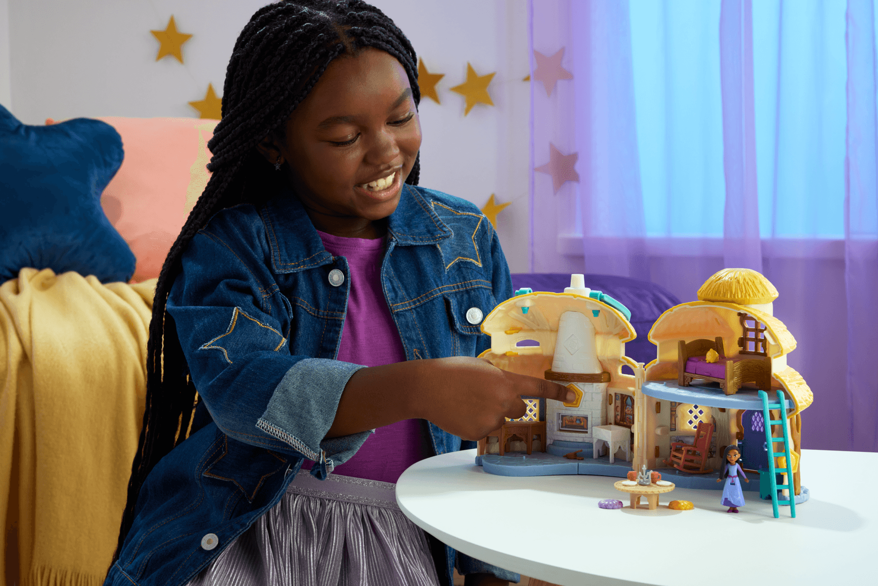 Disney Wish - Playset Portatile Casa Di Asha Di Rosas - Cottage a 2 Piani con Mini Bambola - Disney