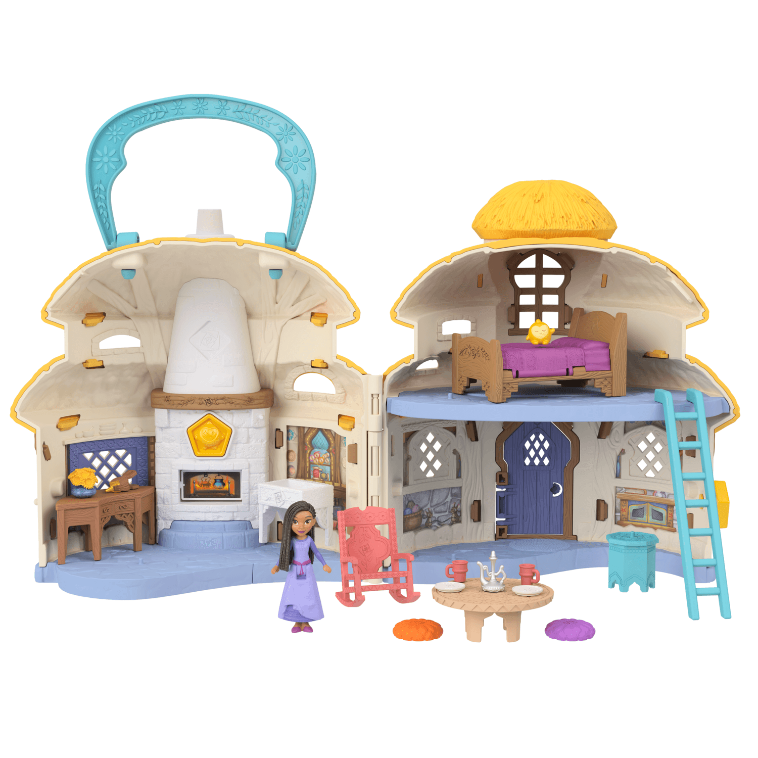 Disney Wish - Playset Portatile Casa Di Asha Di Rosas - Cottage a 2 Piani con Mini Bambola - Disney