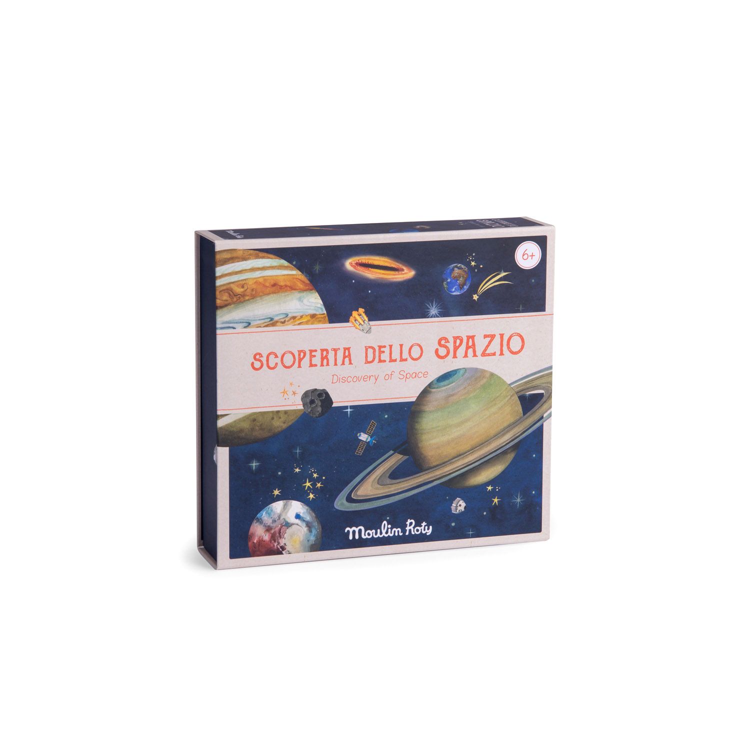 Libro di storie "Alla scoperta della scatola spaziale Le Jardin du Moulin" con Torcia Proiettore magiche storie - Moulin Roty - Moulin Roty