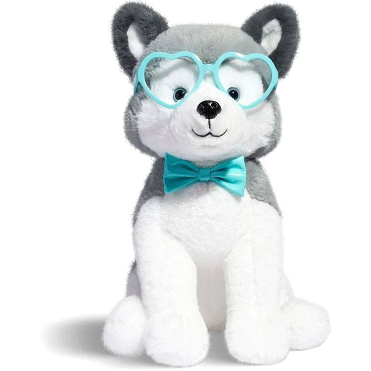 Peluche Husky 30 cm con Occhiali a Cuore - FAO Schwarz