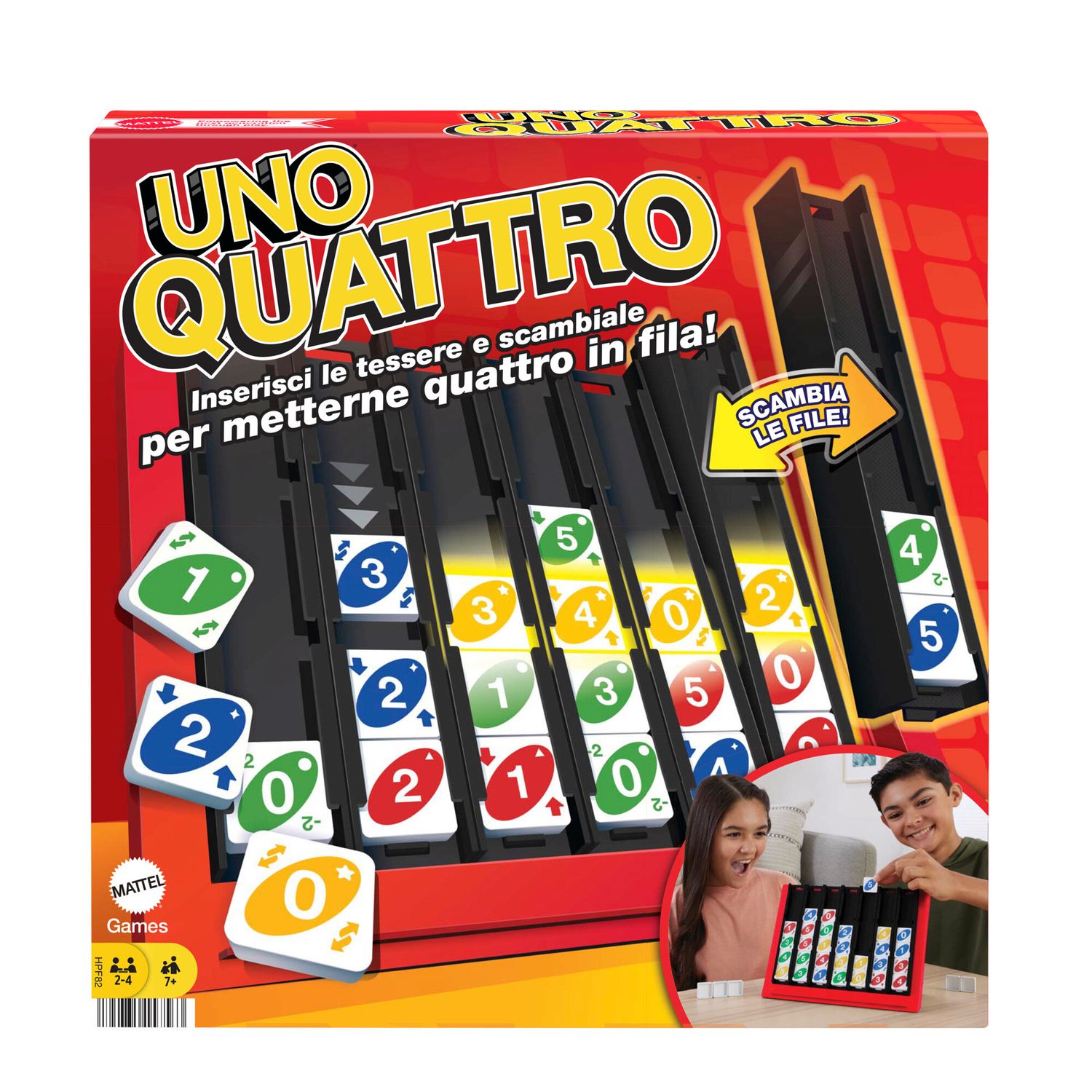 UNO Quattro, posiziona quattro tessere e abbina colore e numero - Mattel Games