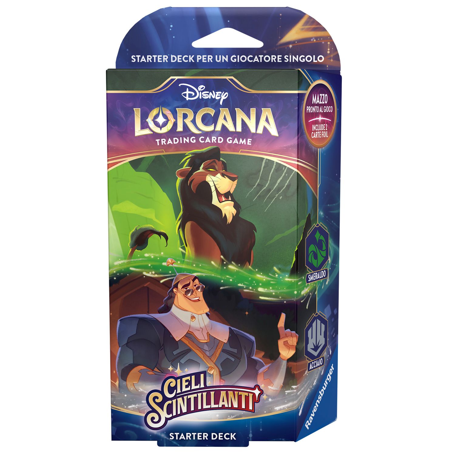 Ravensburger Disney Lorcana Tcg: Cieli Scintillanti Starter Deck Smeraldo & Acciaio, 8+ Anni - Disney Lorcana
