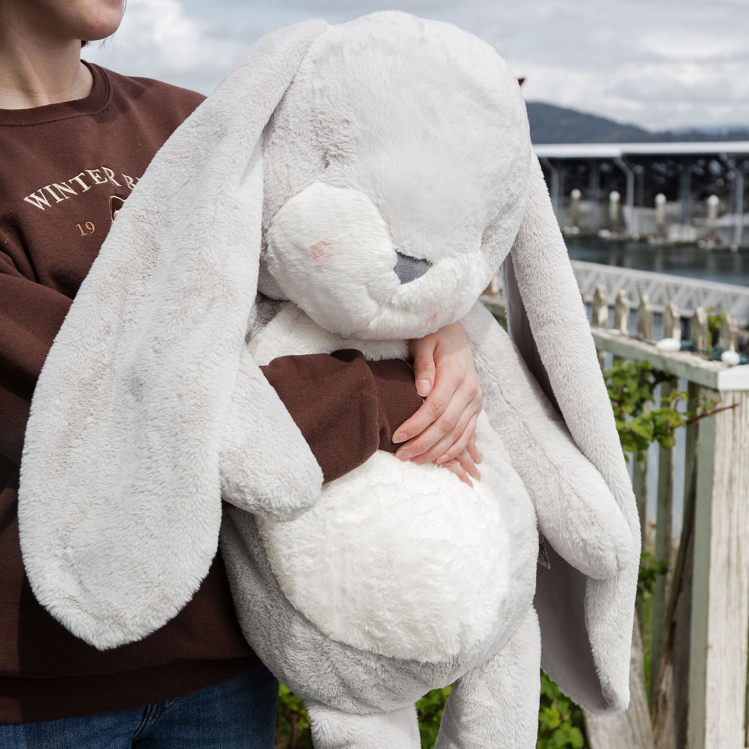 Peluche Coniglietto Grand Floppy Nibble Bunny Gray 104 cm - Bunnies By The Bay