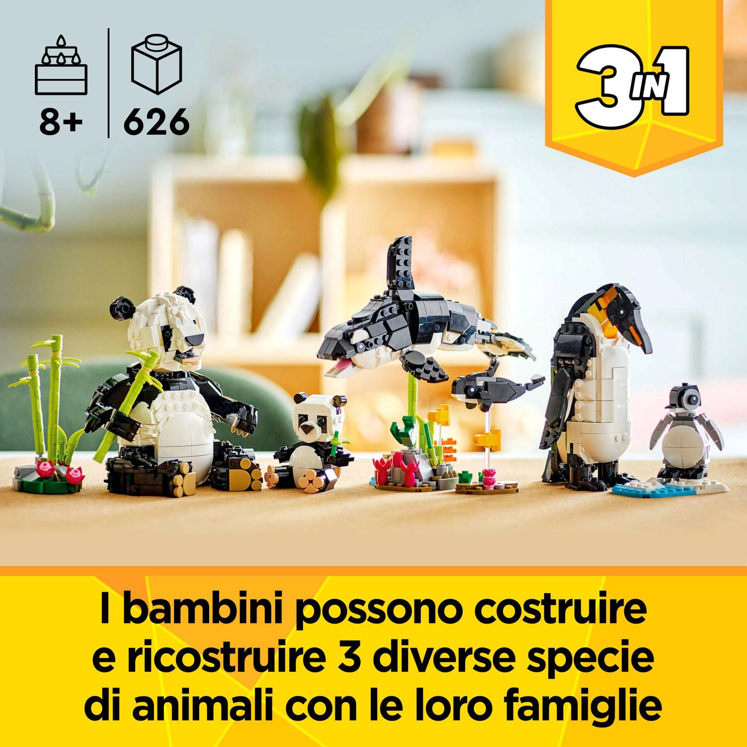 Lego Creator 3 in 1 31165 Animali Selvatici - Famiglia di Panda - LEGO