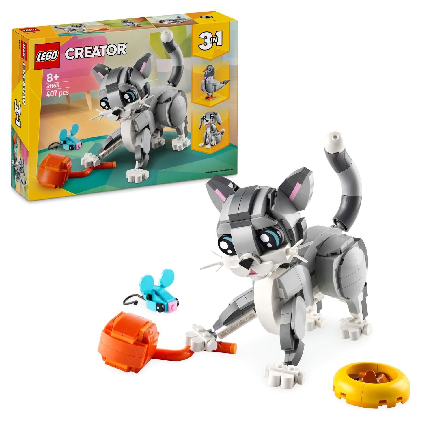 Lego Creator 3 in 1 31163 Gatto Giocoso Giocattolo: Si Trasforma in Piccione o in Cane - LEGO