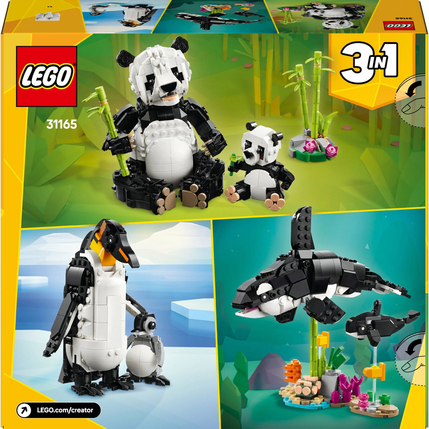 Lego Creator 3 in 1 31165 Animali Selvatici - Famiglia di Panda - LEGO
