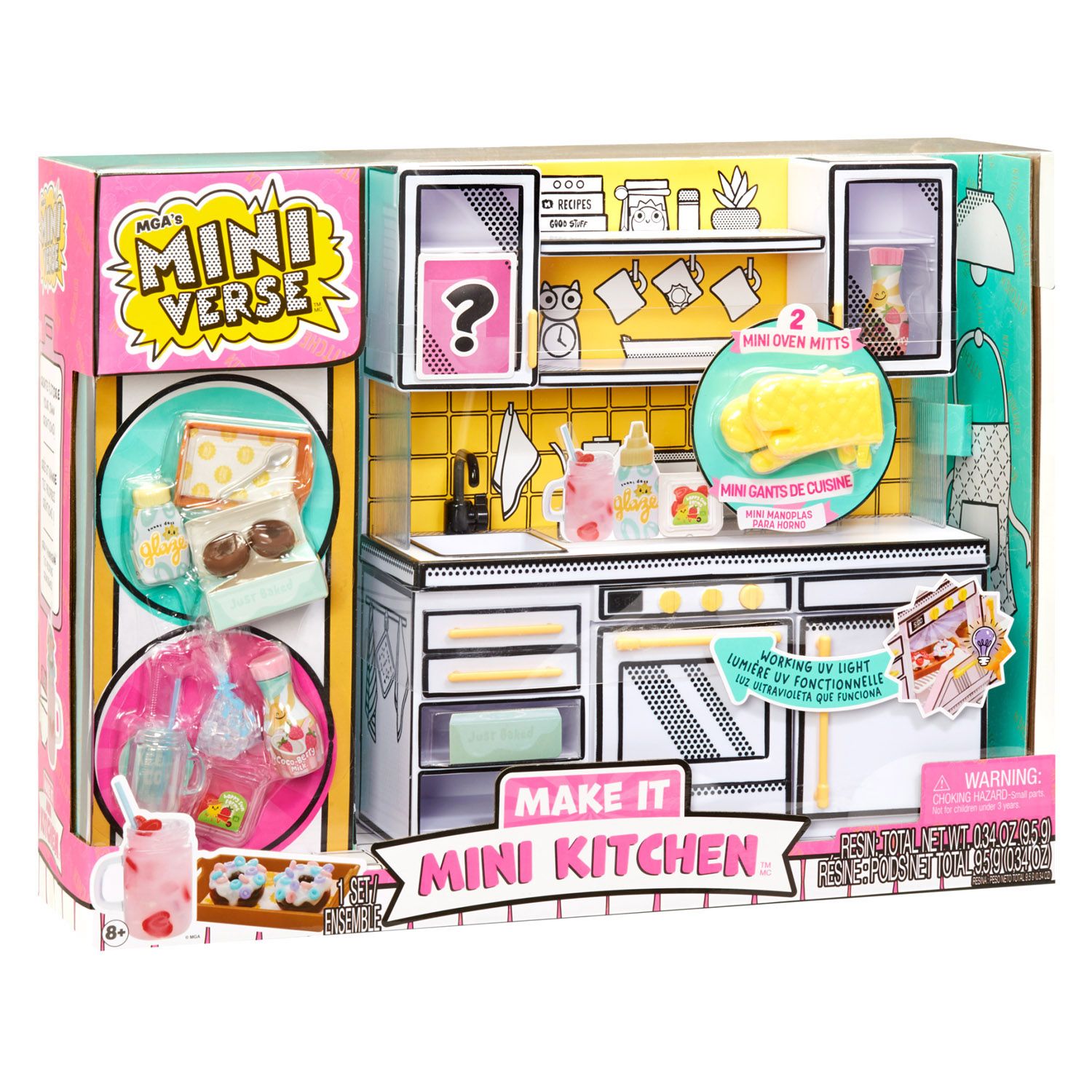 Make it mini Kitchen, Cucina Playset con luce UV con ricetta misteriosa, mini guanti da forno - Miniverse MGA