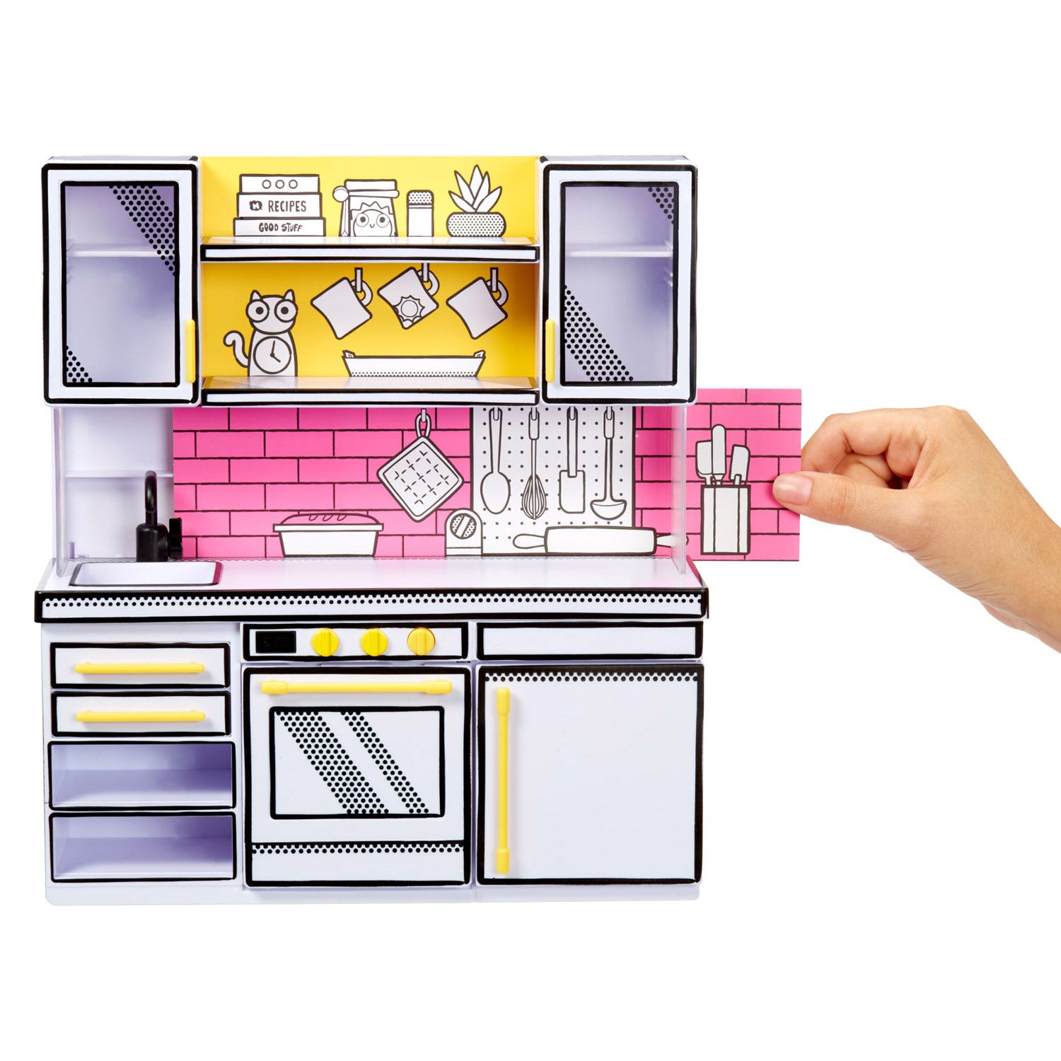 Make it mini Kitchen, Cucina Playset con luce UV con ricetta misteriosa, mini guanti da forno - Miniverse MGA