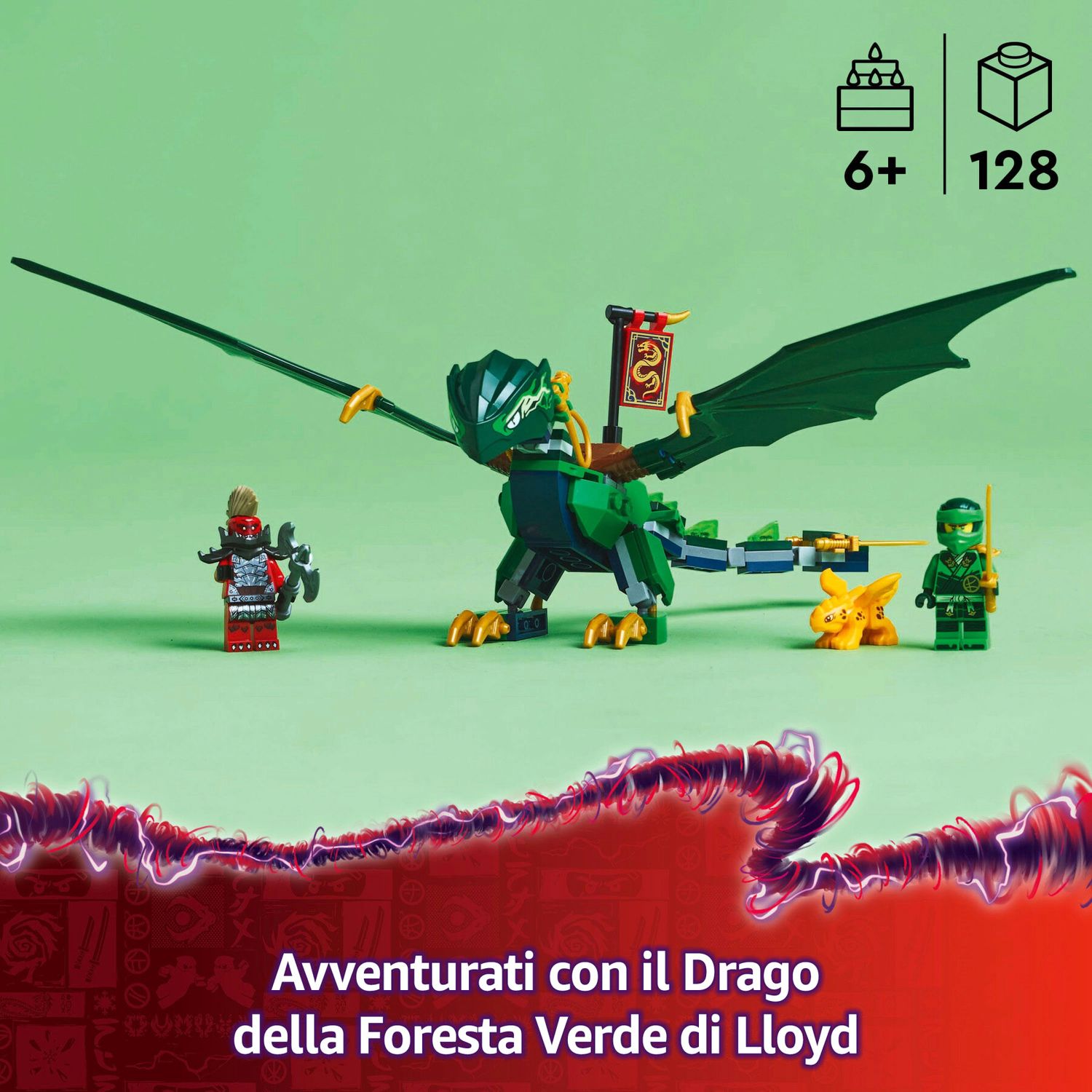 Lego Ninjago Drago della Foresta Verde di Lloyd: Giocattolo Snodabile con 2 Minifigure e Armi - LEGO