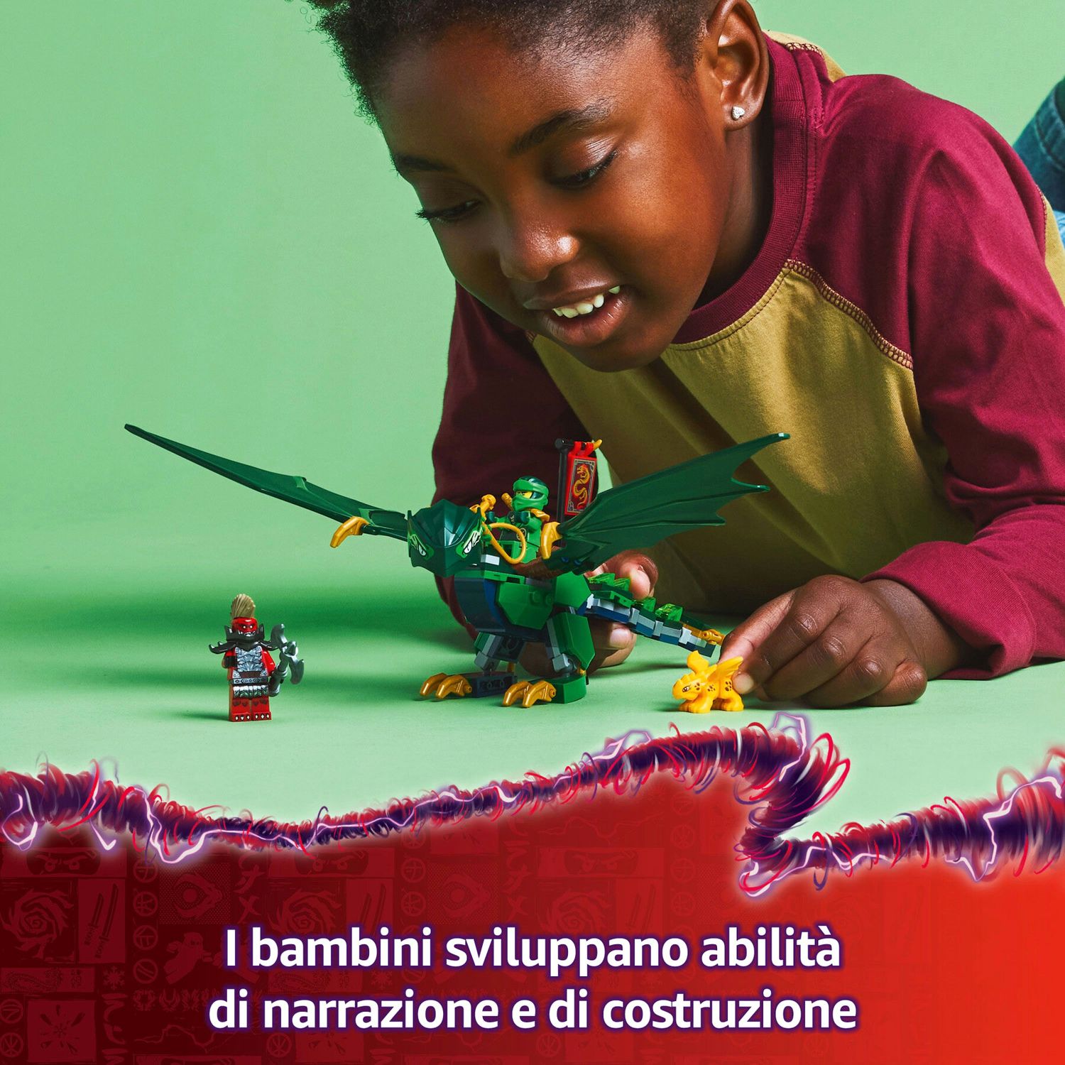 Lego Ninjago Drago della Foresta Verde di Lloyd: Giocattolo Snodabile con 2 Minifigure e Armi - LEGO
