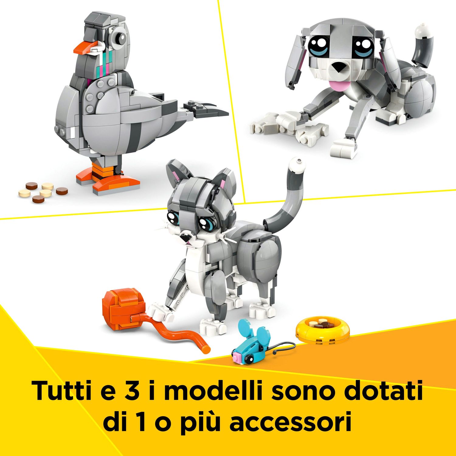 Lego Creator 3 in 1 31163 Gatto Giocoso Giocattolo: Si Trasforma in Piccione o in Cane - LEGO