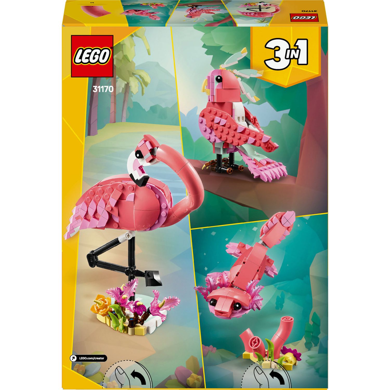 Lego Creator 3in1 31170 - Animali Selvatici - Fenicottero Rosa - LEGO