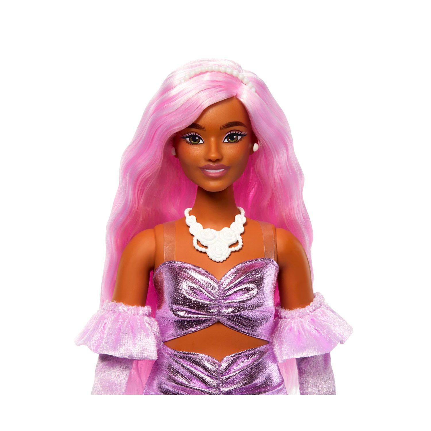 Barbie Deluxe Style Rosa – Bambola con Capelli Rosa, Abito Lucido Barbiecore e Accessori - Barbie