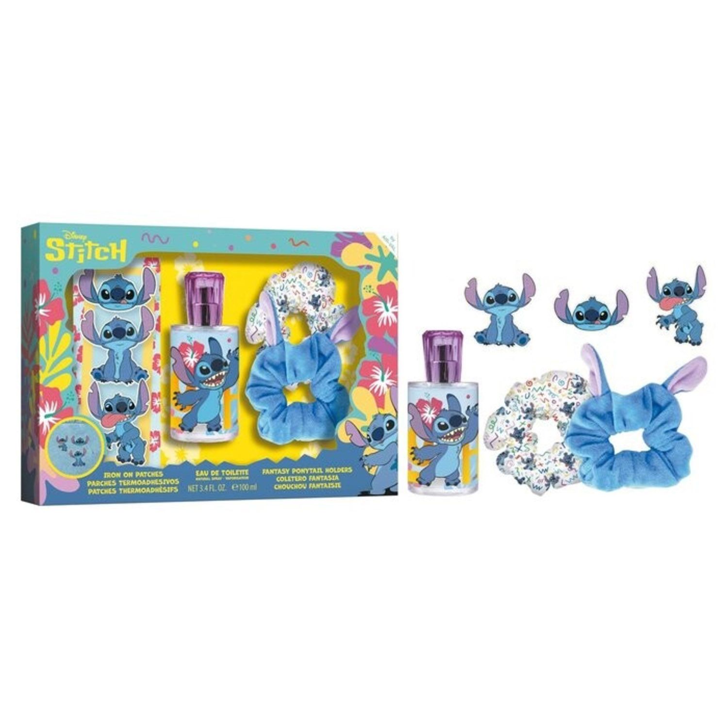 Stitch Gift Set Eau De Toilette 100ML + Toppe Termoadesive + Scrunchies - Disney Stitch