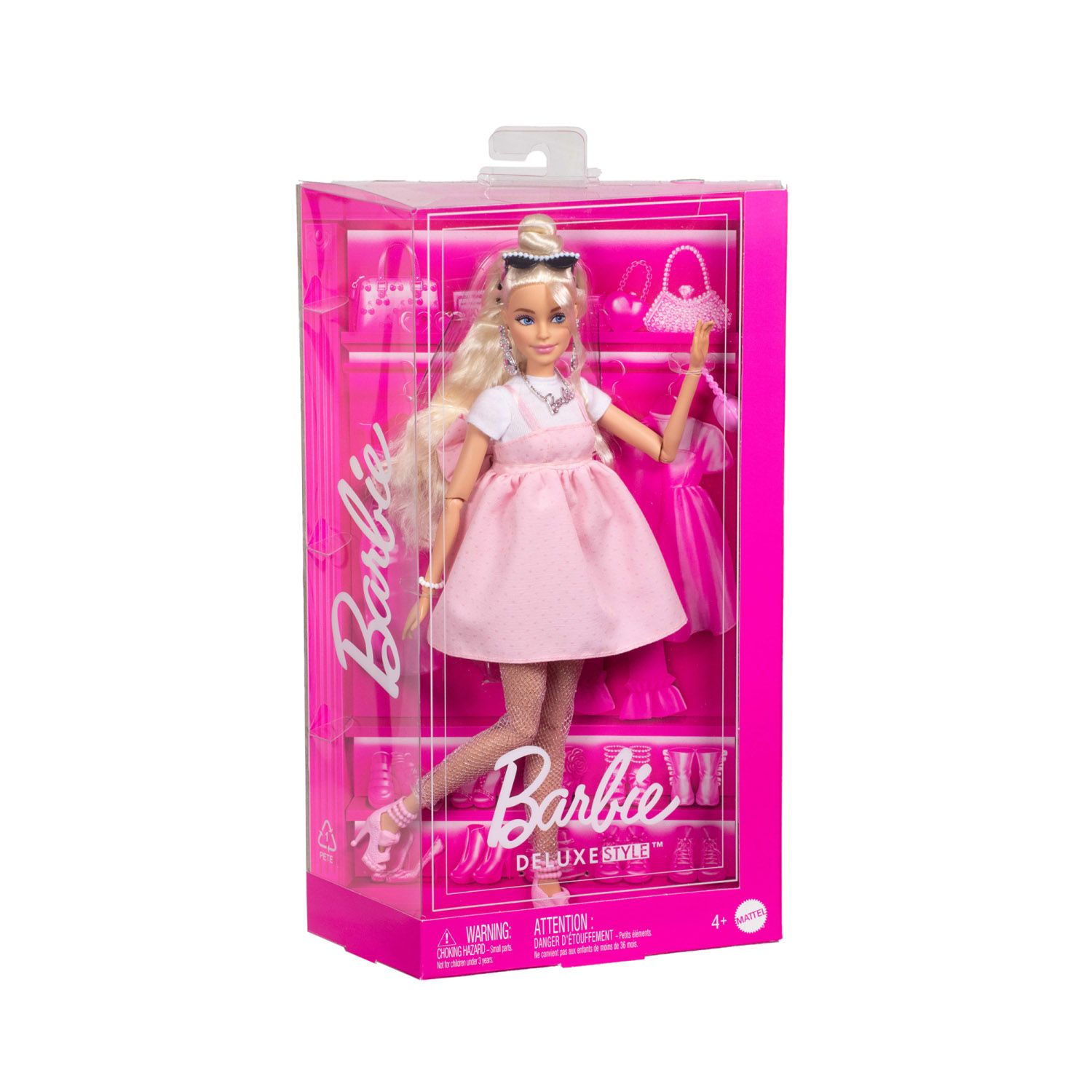 Barbie Deluxe Style Pastello – Bambola con Chignon Biondo e Abito Rosa Barbiecore, Accessori Inclusi - Barbie