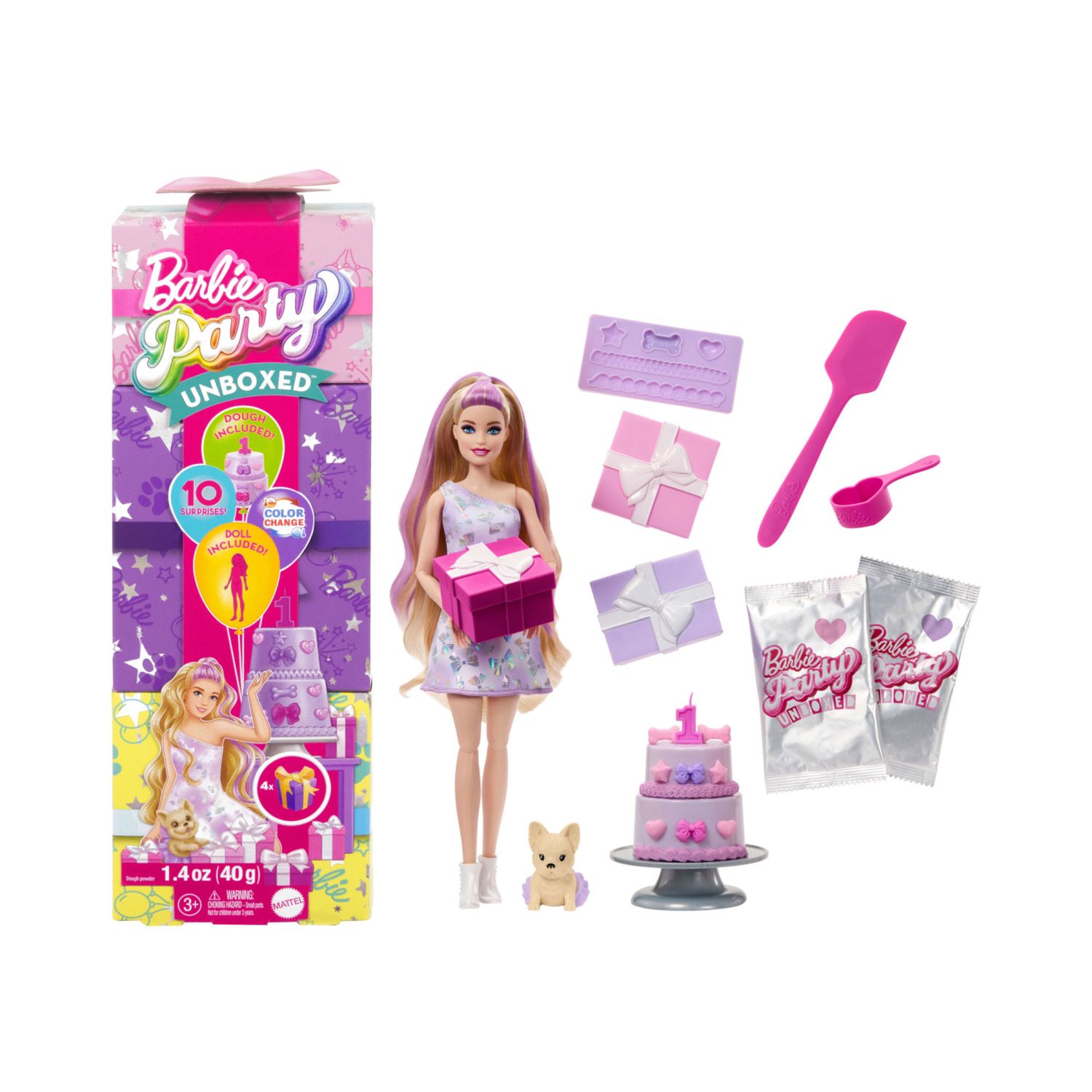 Barbie Party Unboxed Birthday Bows – Bambola Compleanno con 10