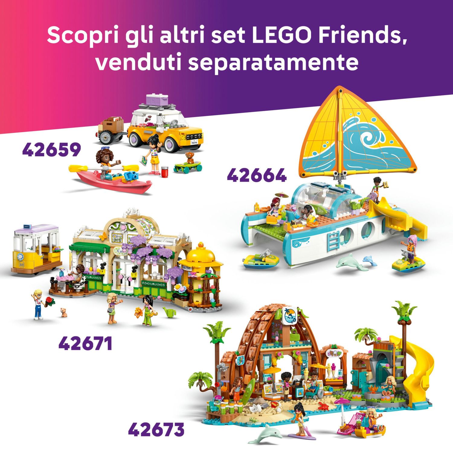 LEGO Friends 42658 Pool Party unicorno: 2 mini bamboline, gatto - LEGO