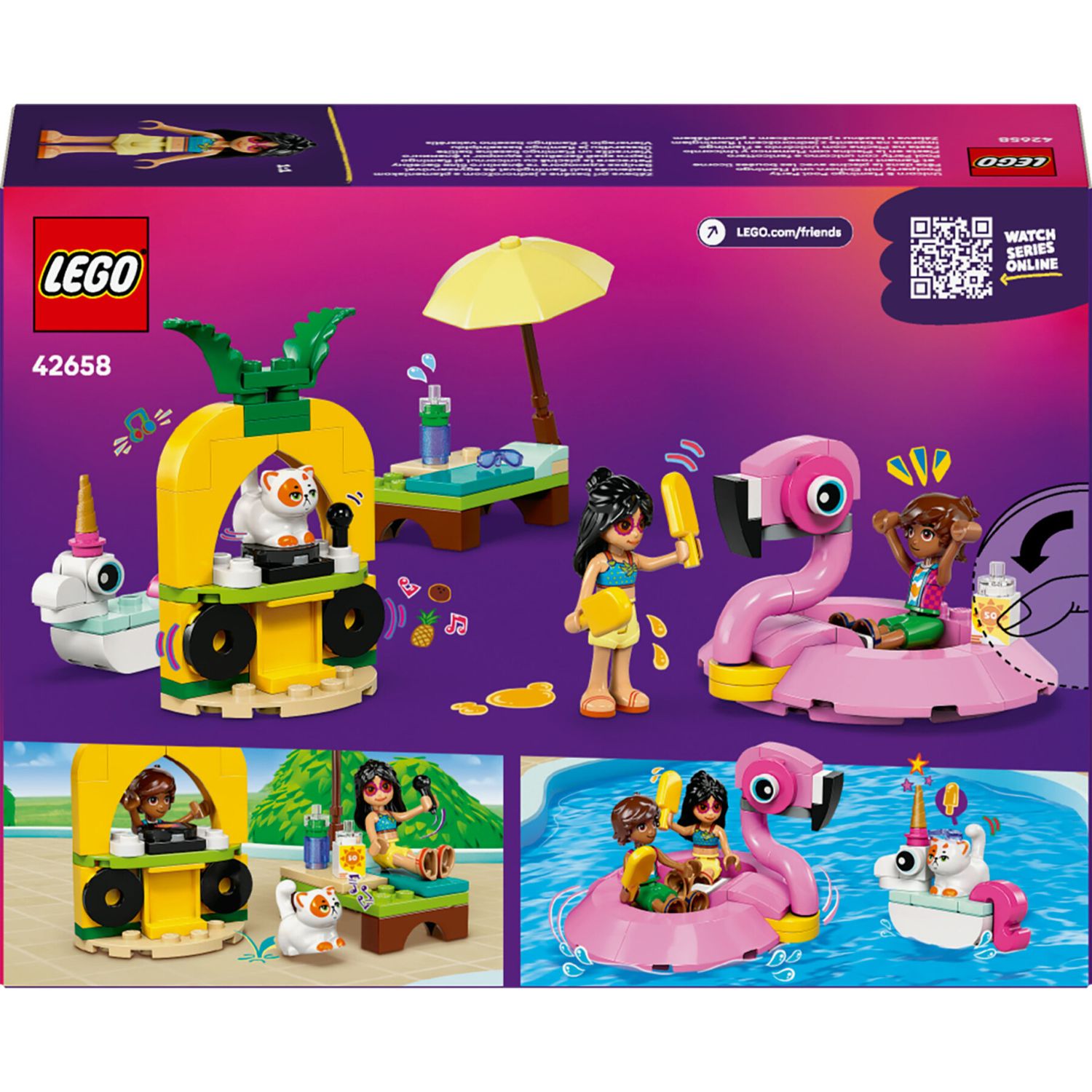 LEGO Friends 42658 Pool Party unicorno: 2 mini bamboline, gatto - LEGO