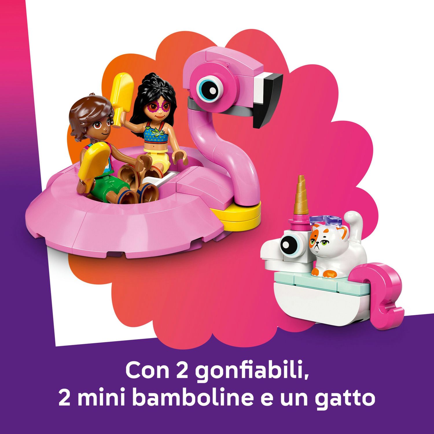 LEGO Friends 42658 Pool Party unicorno: 2 mini bamboline, gatto - LEGO