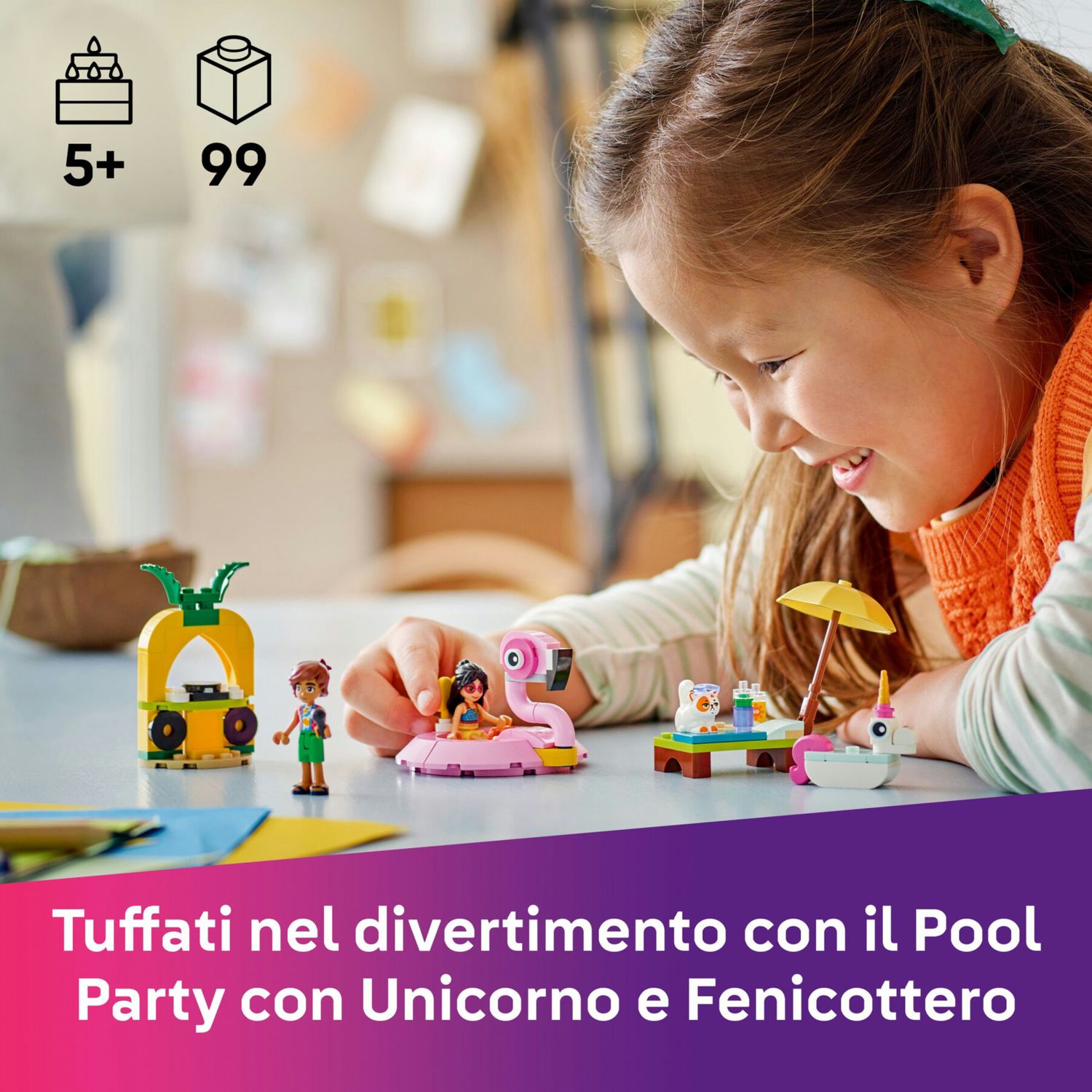 LEGO Friends 42658 Pool Party unicorno: 2 mini bamboline, gatto - LEGO