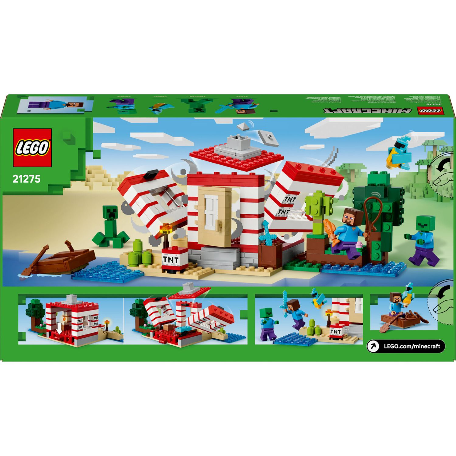 LEGO Minecraft 21275 Casa giungla esplosiva: tnt, barca, 3 personaggi - LEGO, Minecraft