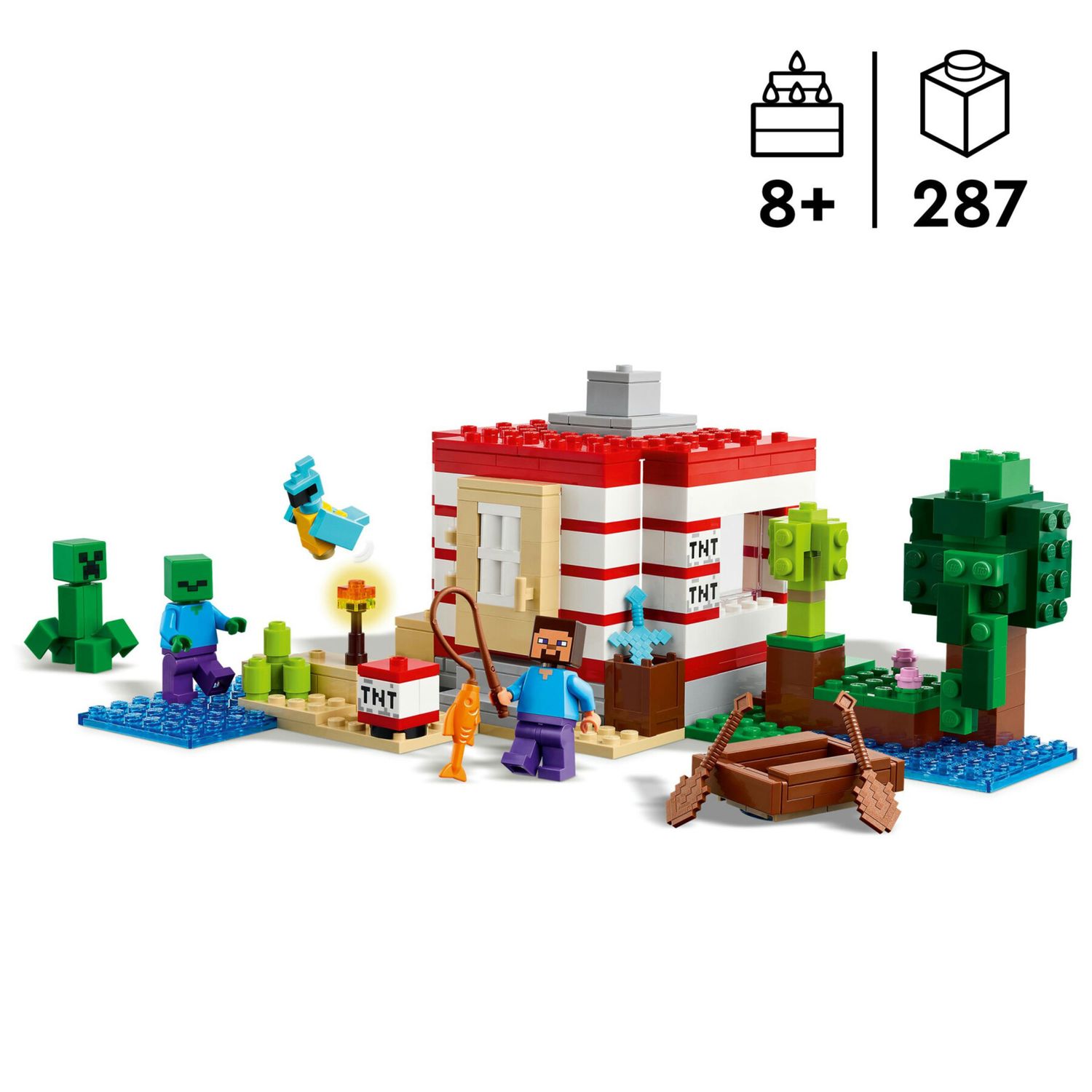 LEGO Minecraft 21275 Casa giungla esplosiva: tnt, barca, 3 personaggi - LEGO, Minecraft