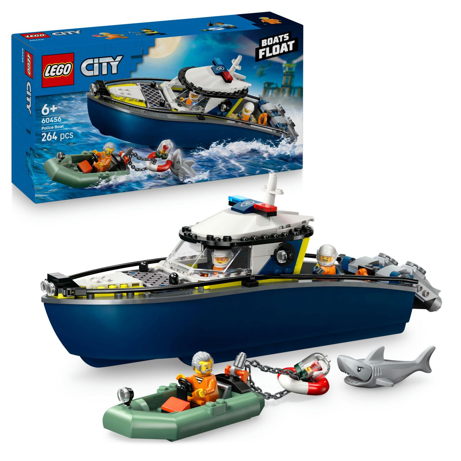LEGO City 60456 Inseguimento motoscafo polizia: 2 barche, squalo - LEGO