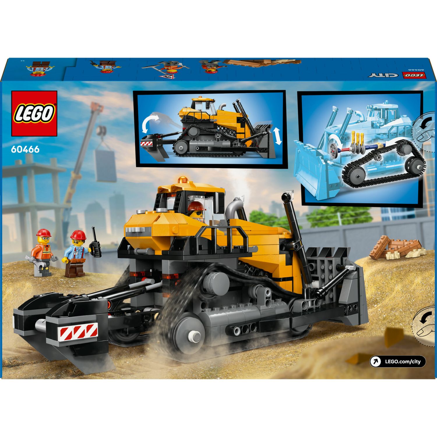 LEGO City 60466 Bulldozer giallo: veicolo cantiere, 3 minifigure - LEGO