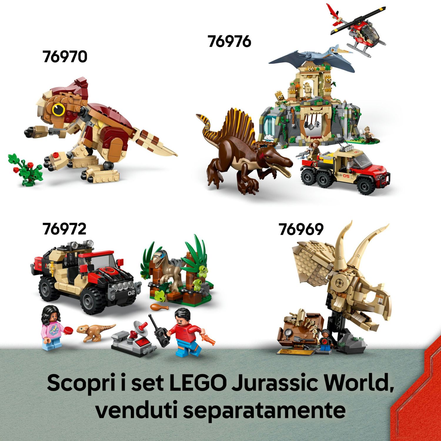 LEGO Jurassic World 76973 Raptor e Titanosauro in fuga - Jurassic World, LEGO