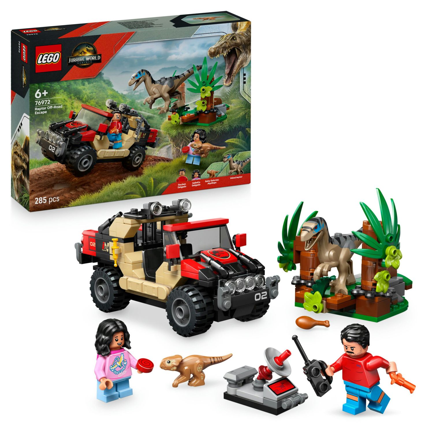 LEGO Jurassic World 76972 Fuga dal Raptor in fuoristrada - Jurassic World, LEGO