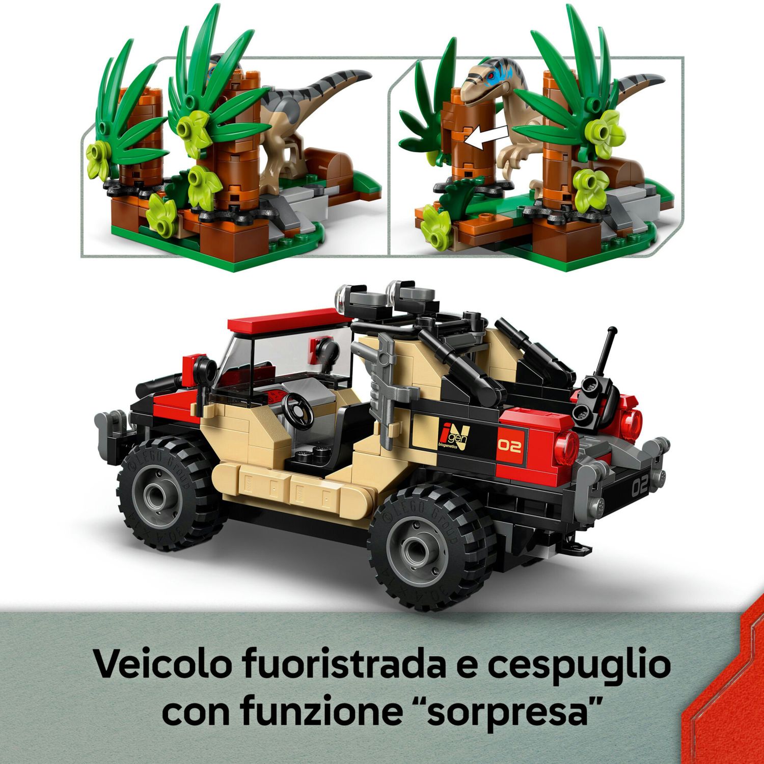 LEGO Jurassic World 76972 Fuga dal Raptor in fuoristrada - Jurassic World, LEGO