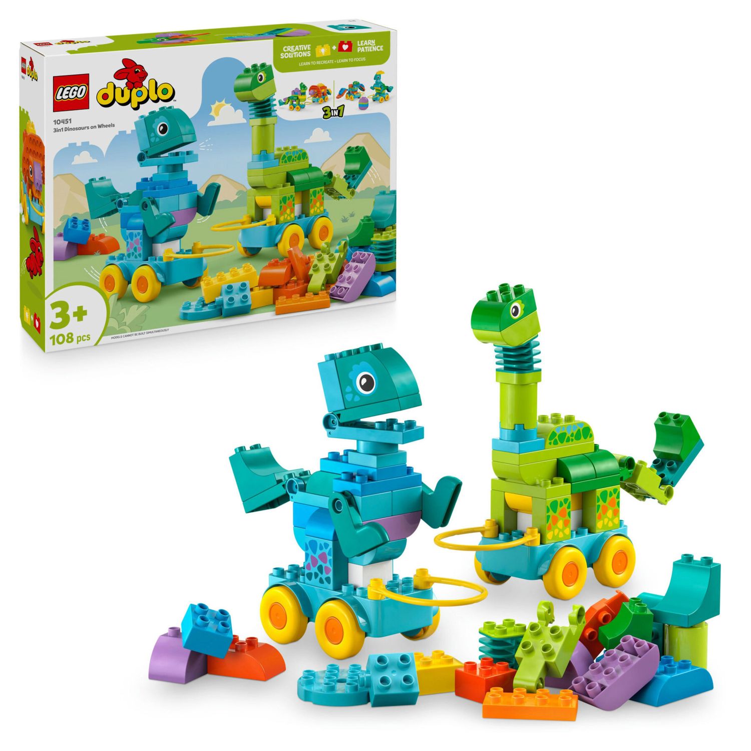 LEGO Duplo 10451 Dinosauri Ruote 3 in 1: Costruisci 3 Coppie - LEGO