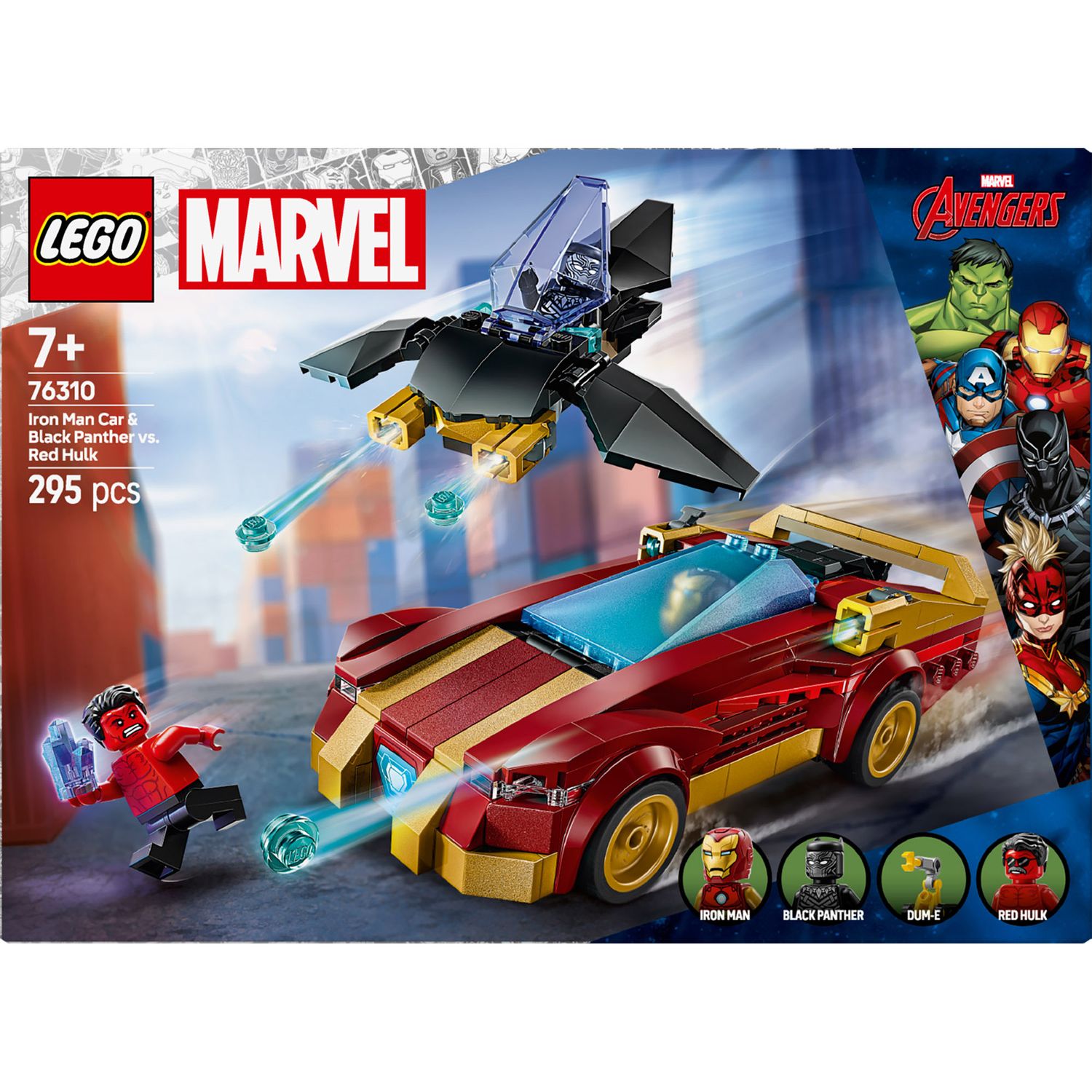 LEGO Marvel 76310 Auto di Iron Man Car e Black Panther Contro Hulk Rosso - LEGO, Marvel